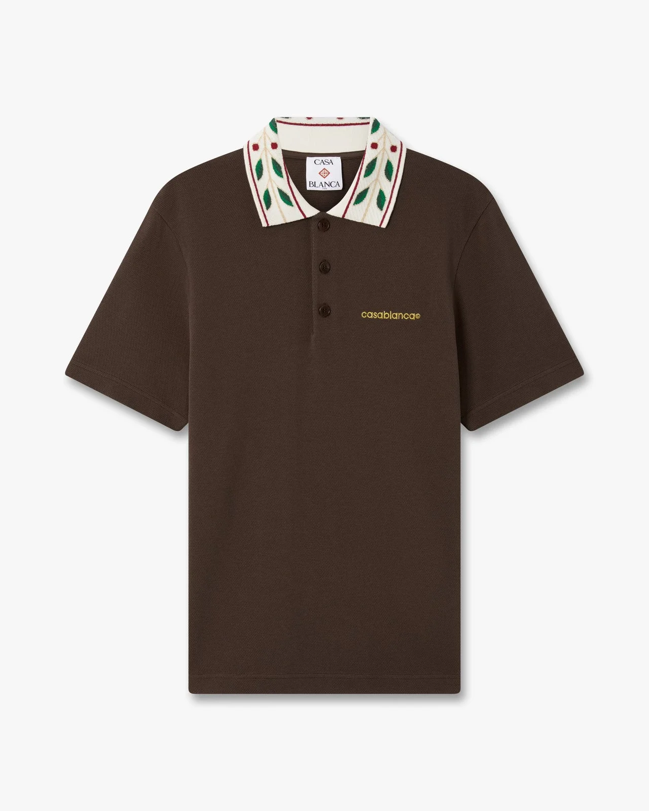 Brown Laurel Pique Short Sleeve Polo Shirt - 1