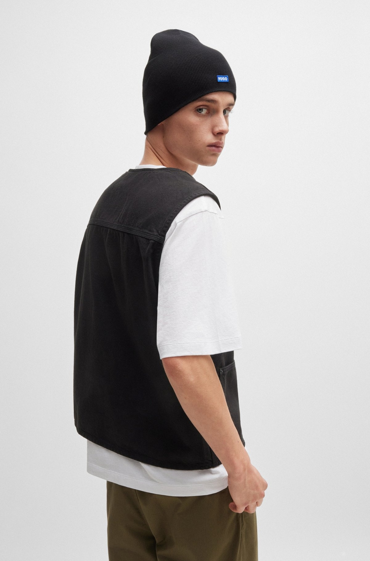 ZIP-UP WAISTCOAT IN COTTON DENIM - 4