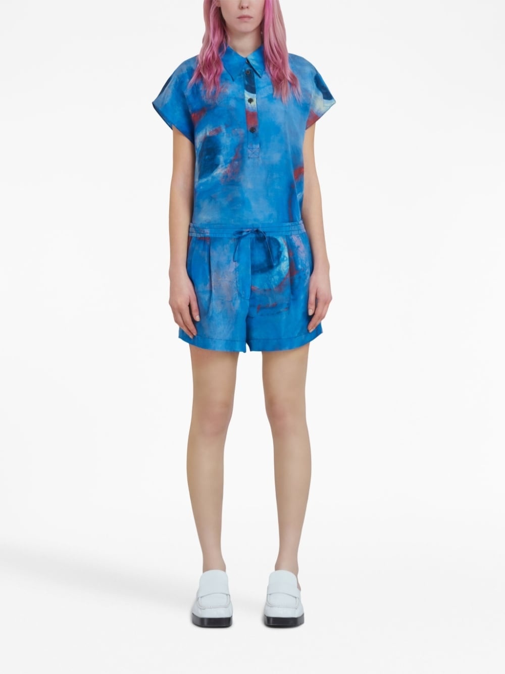 drawstring-waist silk shorts - 2