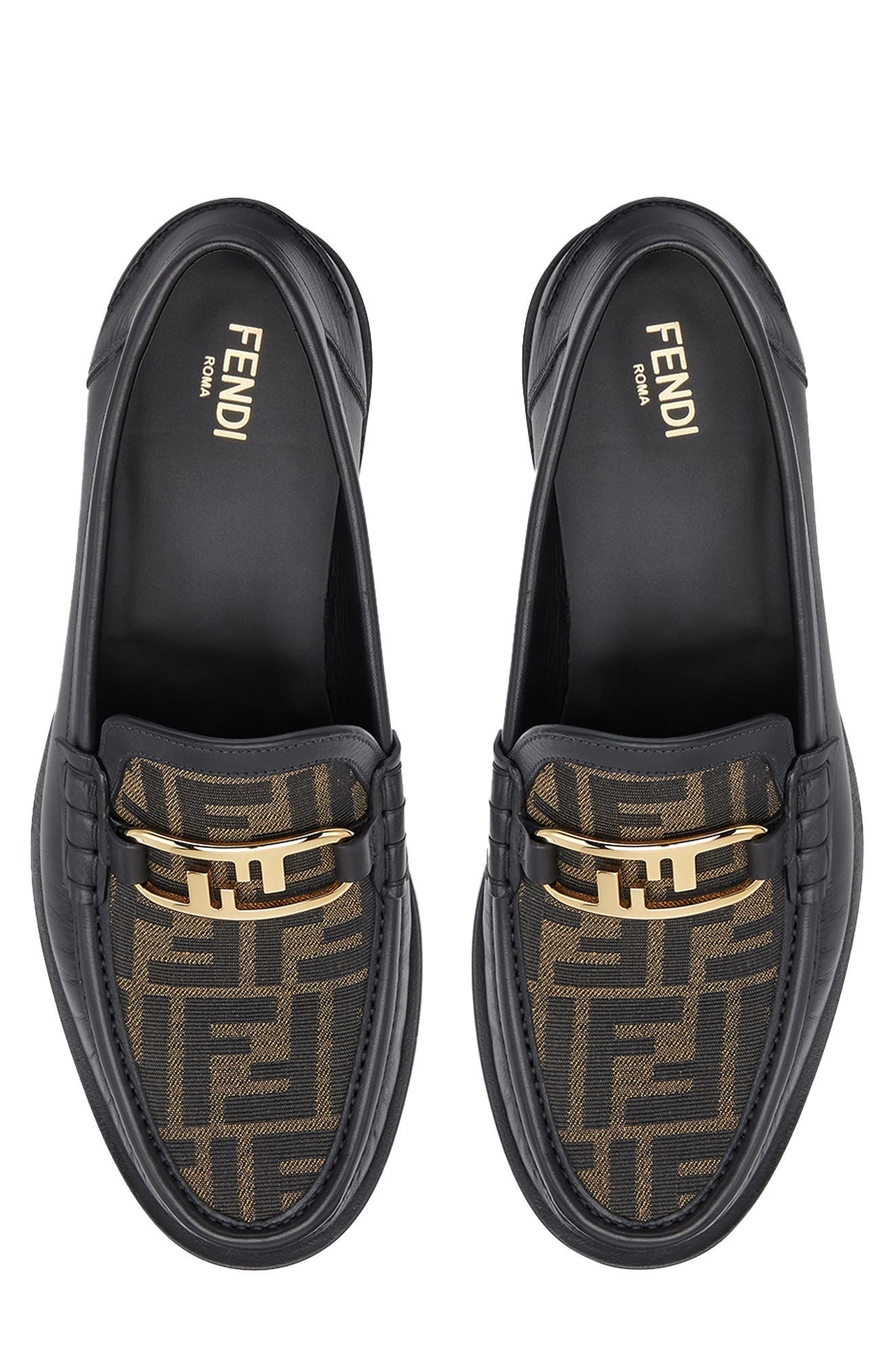Fendi O'Lock FF Jacquard Vamp Loafer in Black/Brown at Nordstrom - 3