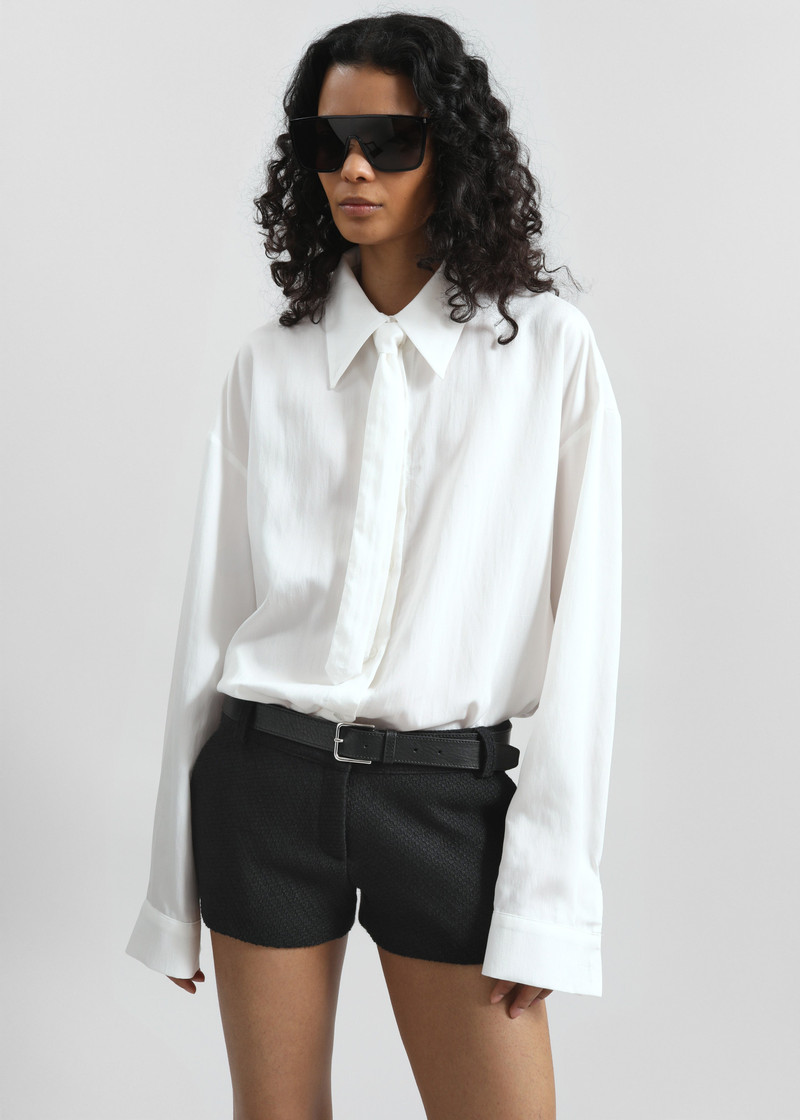 Silvan Neck Tie Shirt - White 7