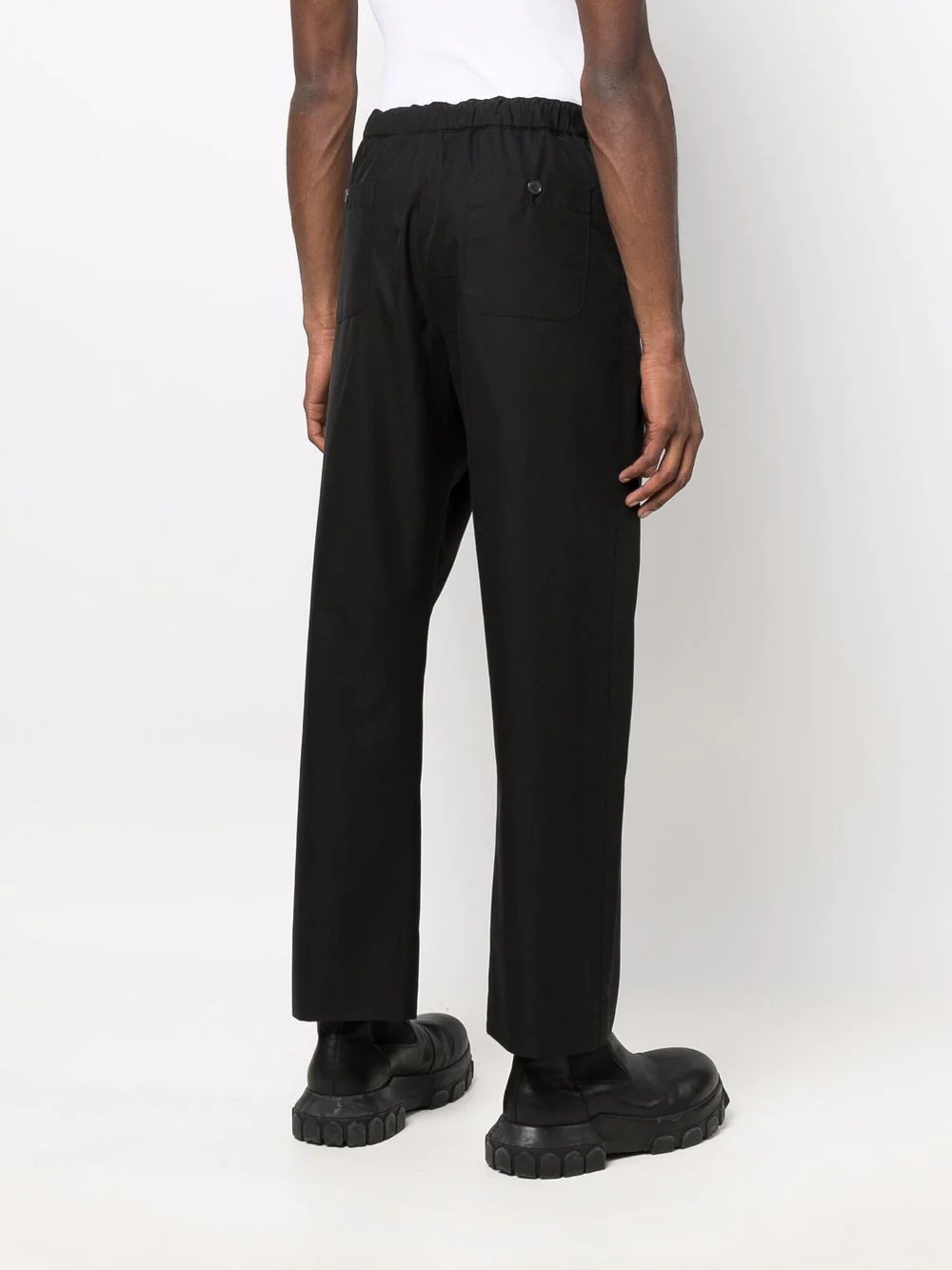 elasticated waistband straight trousers - 4