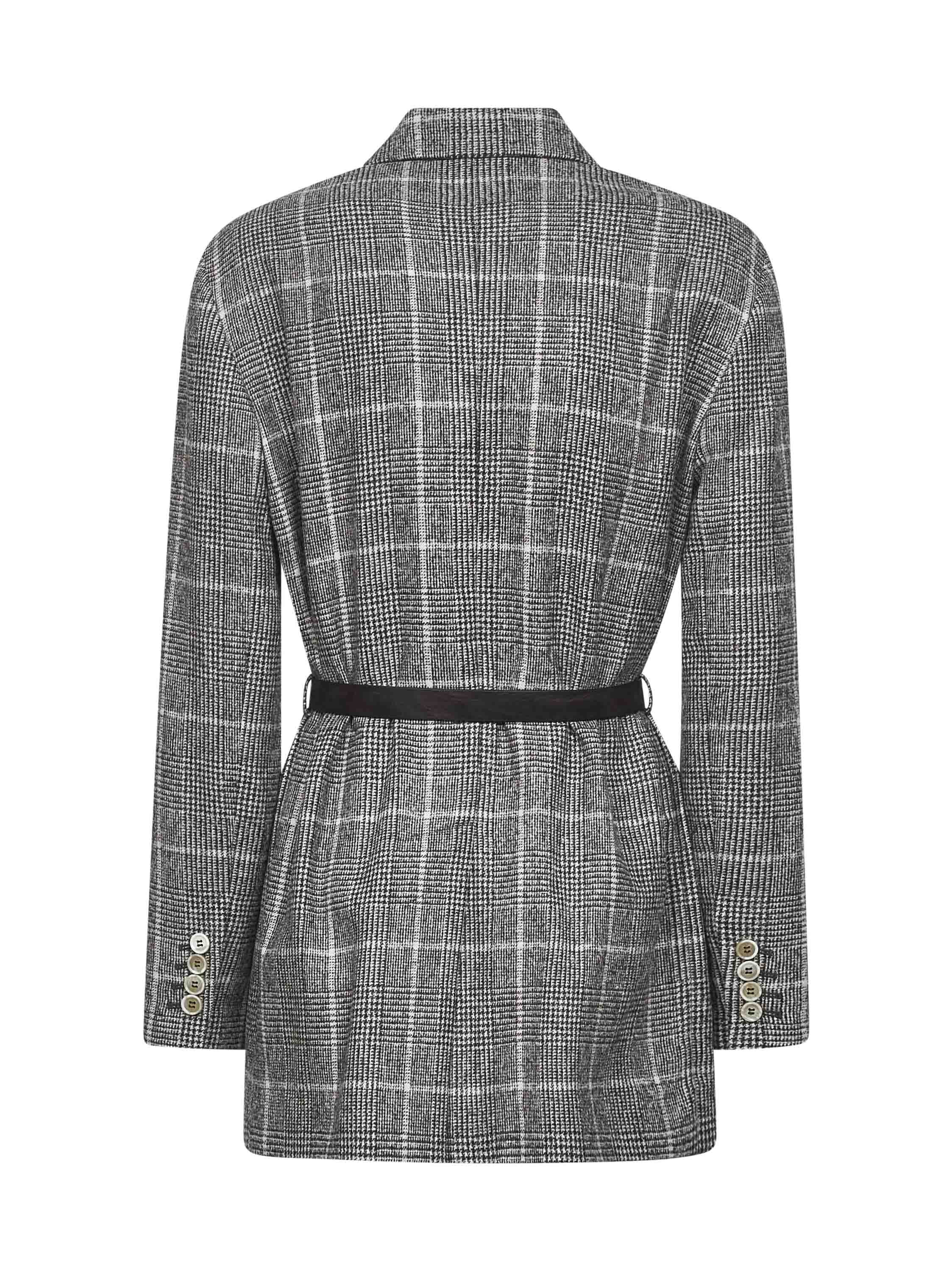 Brown prince of Wales belted blazer - 2