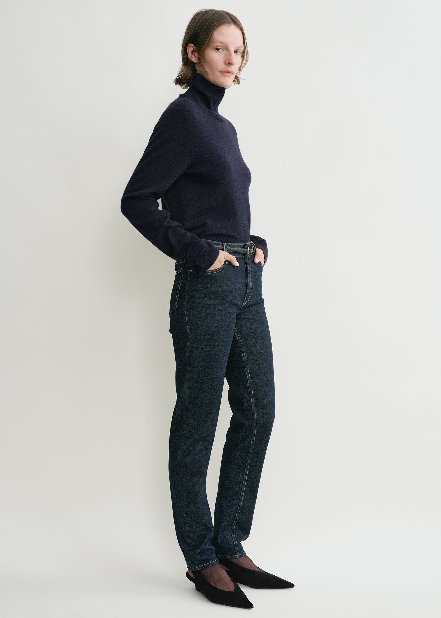 Cropped turtleneck navy - 3