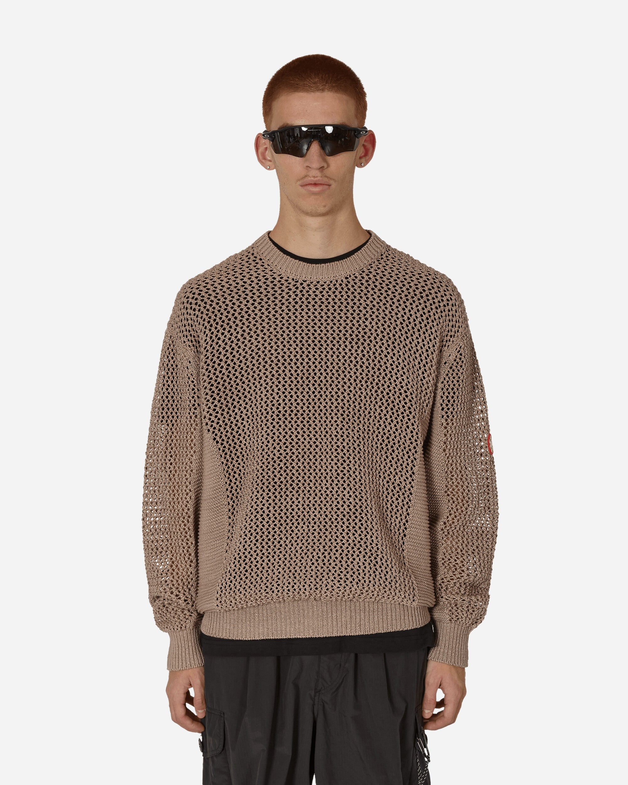 Cav Empt Side Rib Loose Net Knit Sweater Beige | slamjam