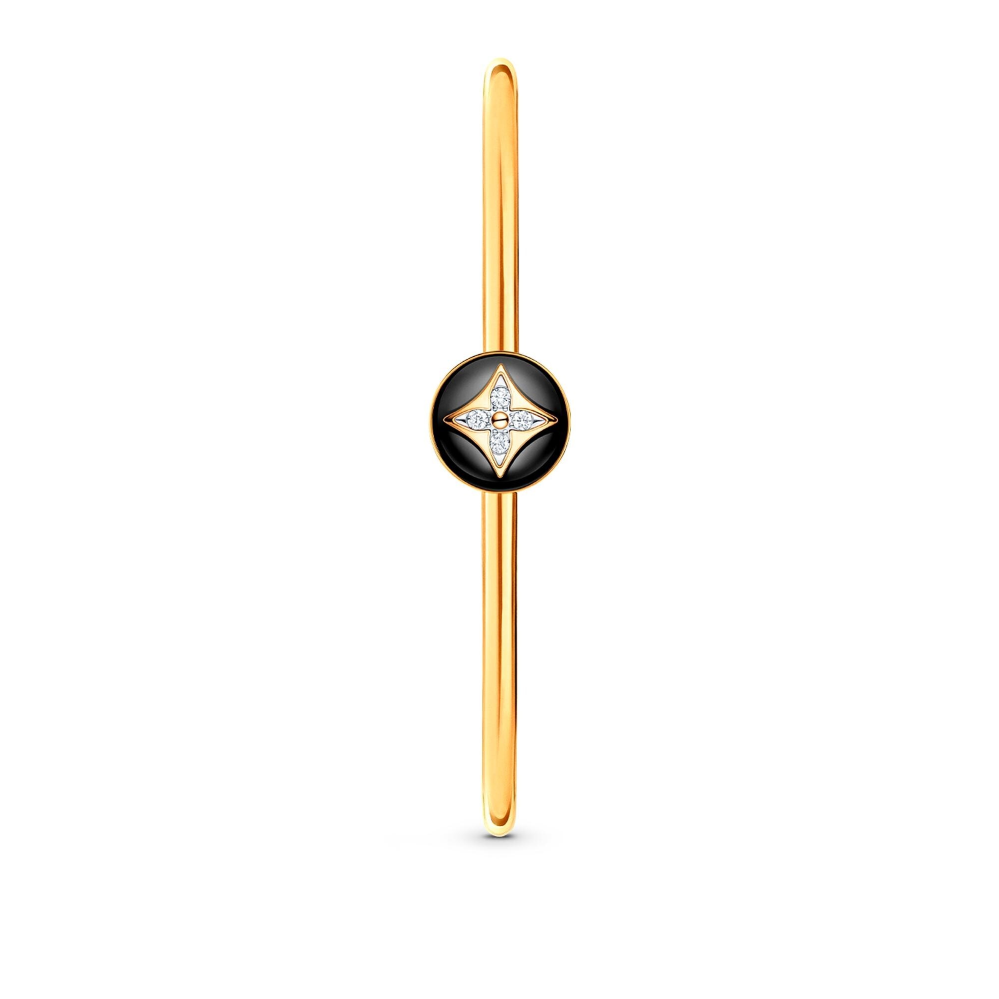 B Blossom Open Bangle, Yellow Gold, White Gold, Onyx And Diamonds - 3
