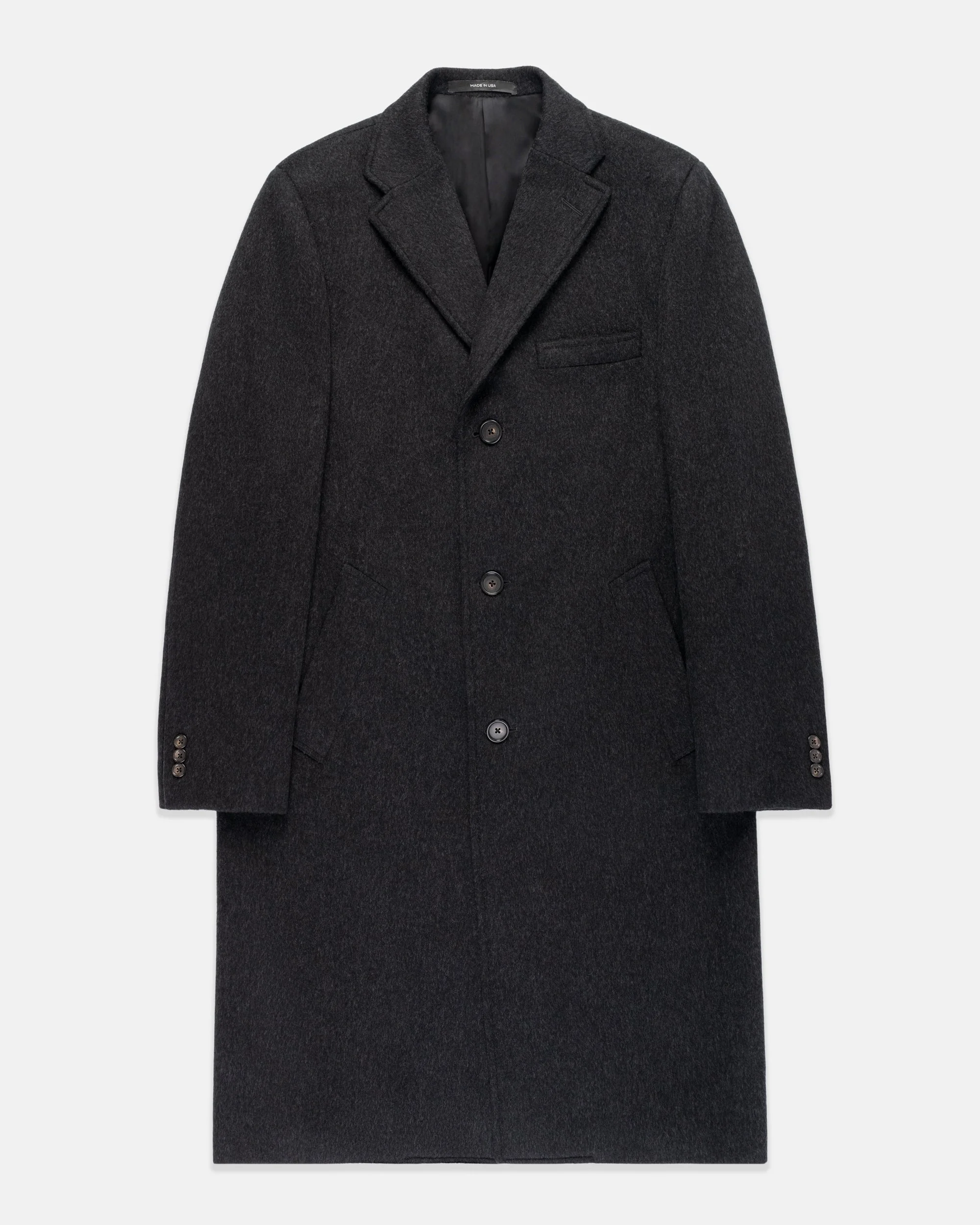 MADE-IN-USA CHARCOAL WOOL/CASHMERE TOPCOAT - 1