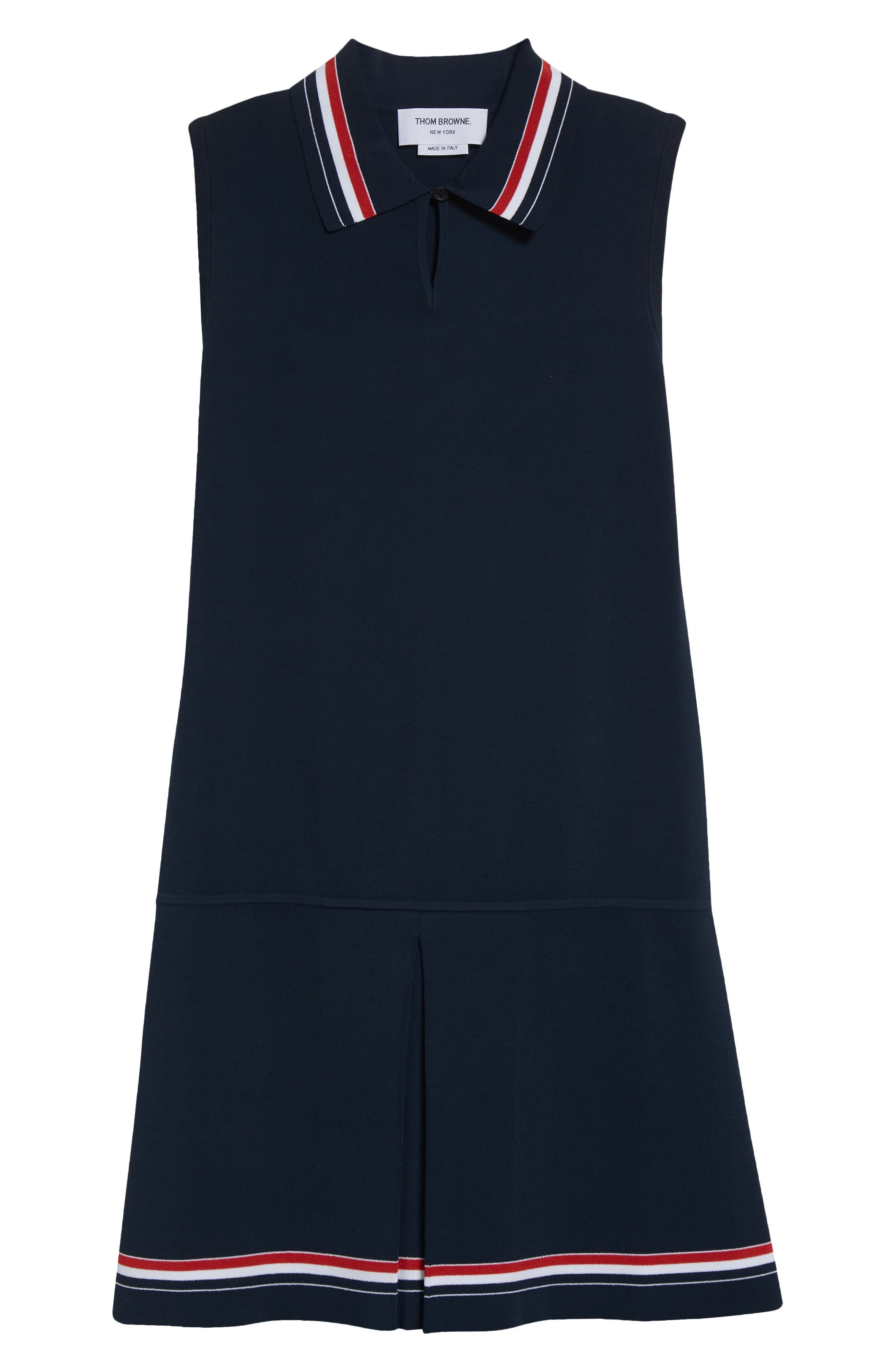 Thom Browne Pleated Skirt Sleeveless Polo Dress in Navy at Nordstrom - 5