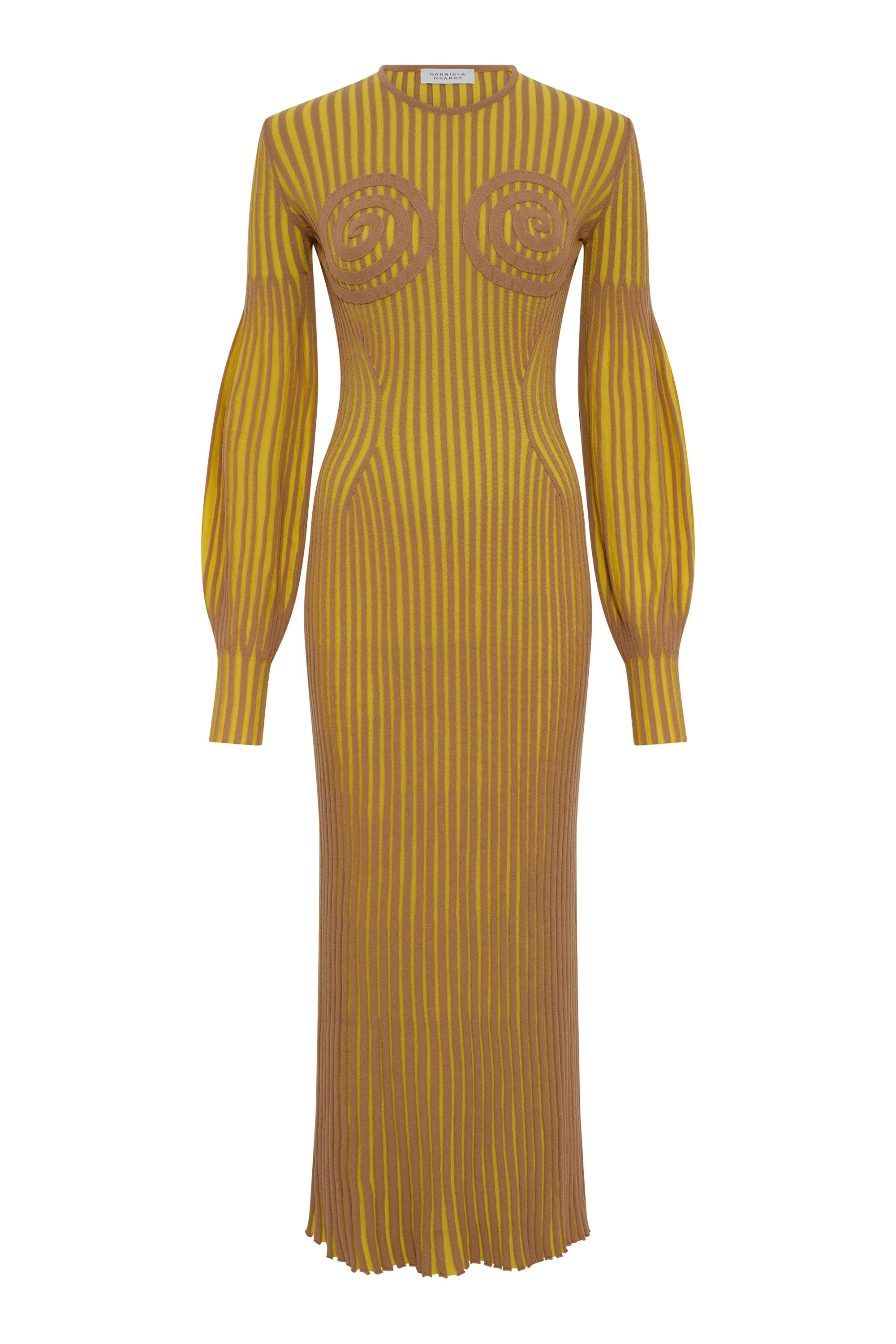 Karina Knit Maxi Dress in Citrine & Camel Merino Wool - 1