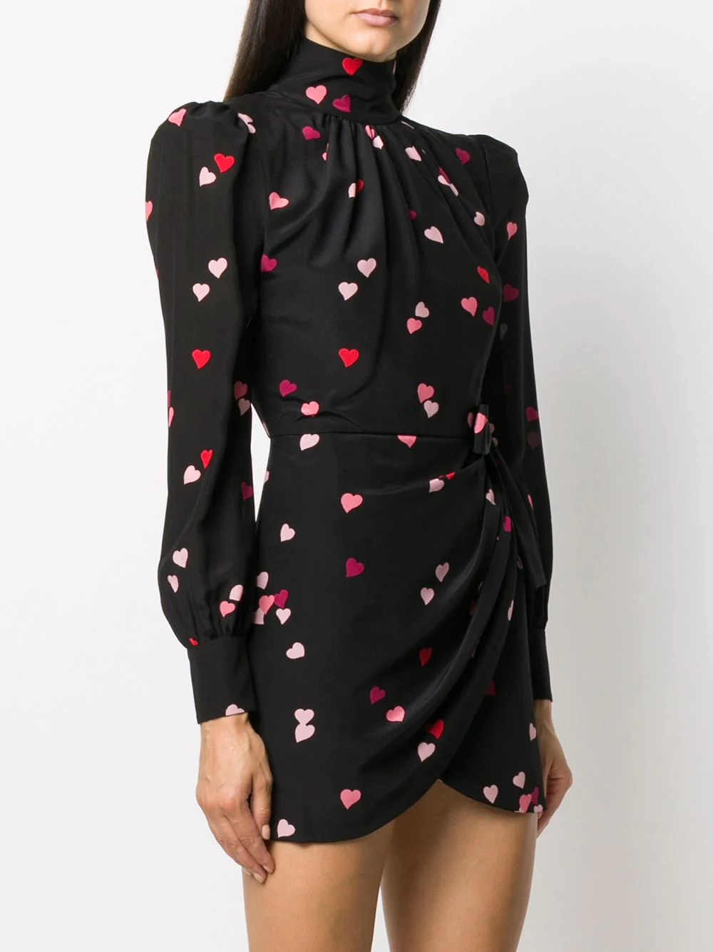 stand-up collar heart print dress - 3