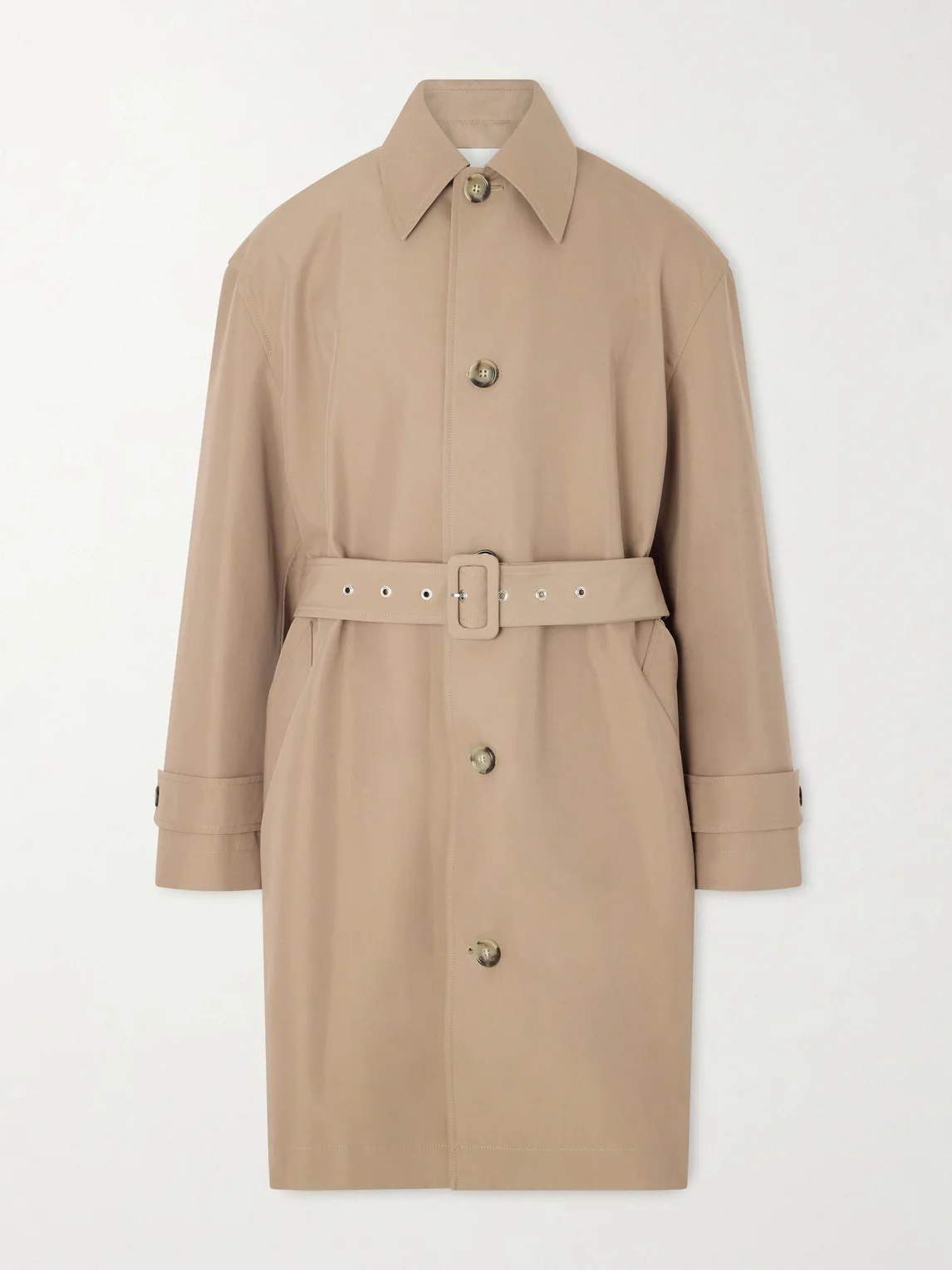 Belted Woven Trench Coat - 1