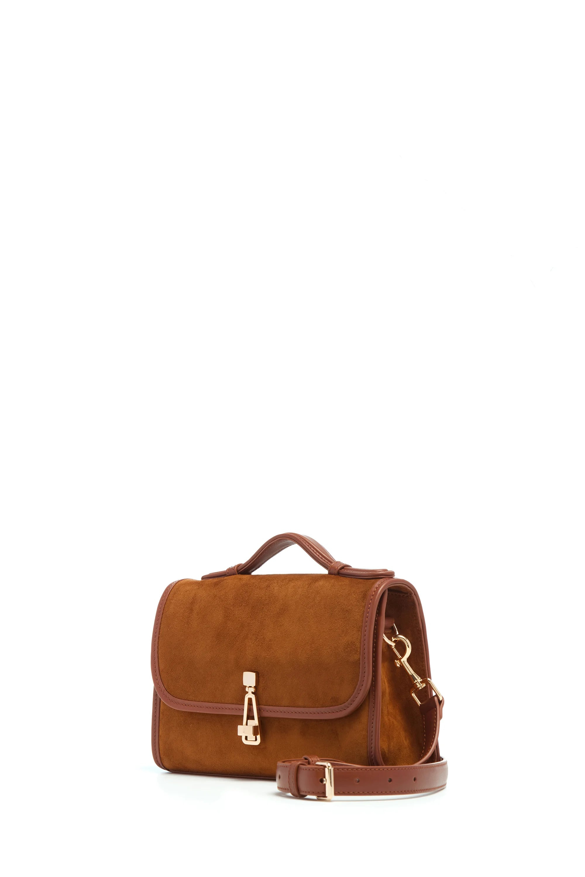 Small Leonora Flap Bag in Cognac Suede - 3
