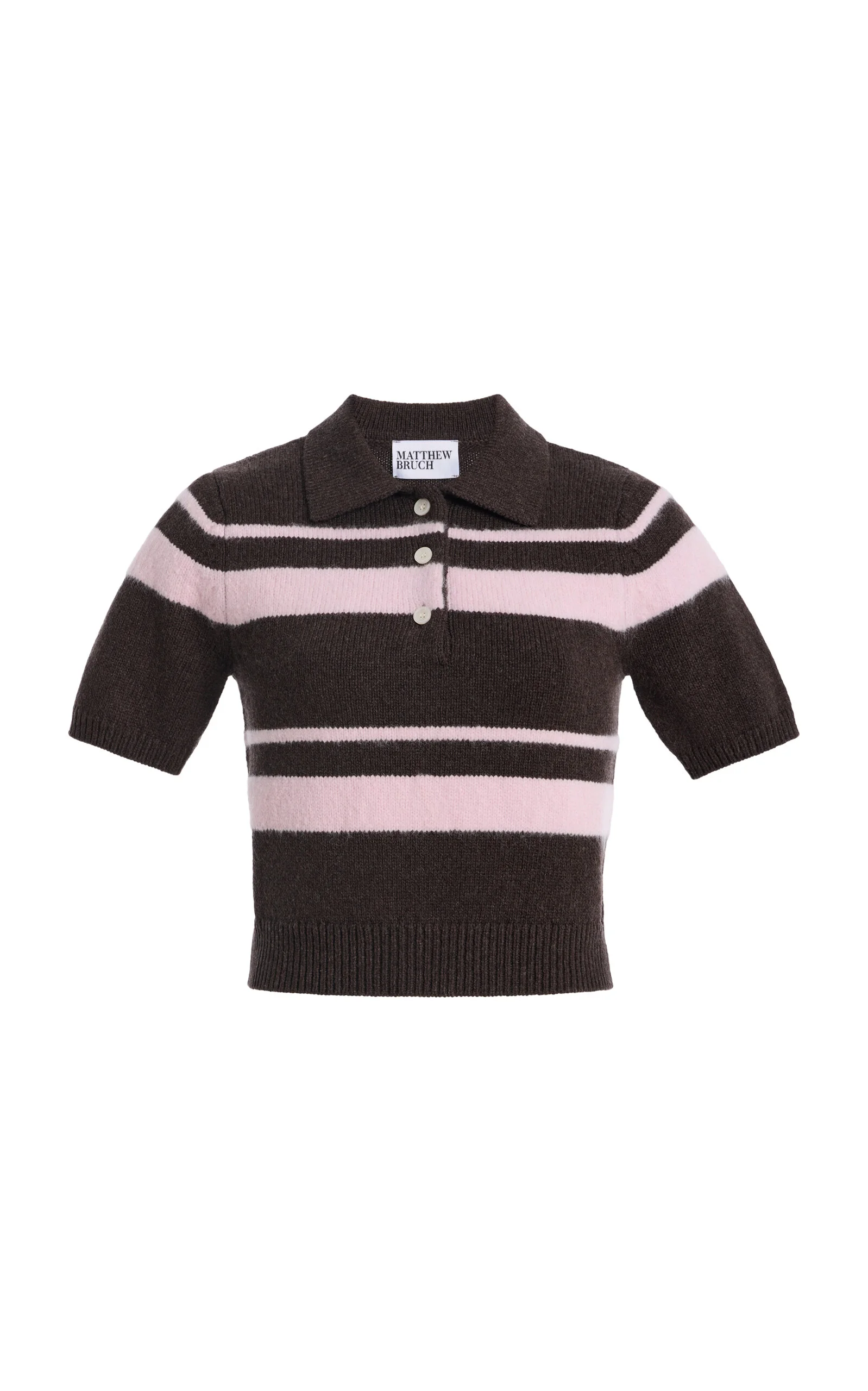 Striped Mohair Knit Polo - 1