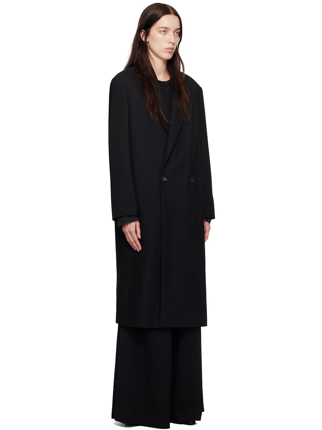 Black Wool Classic Coat - 2