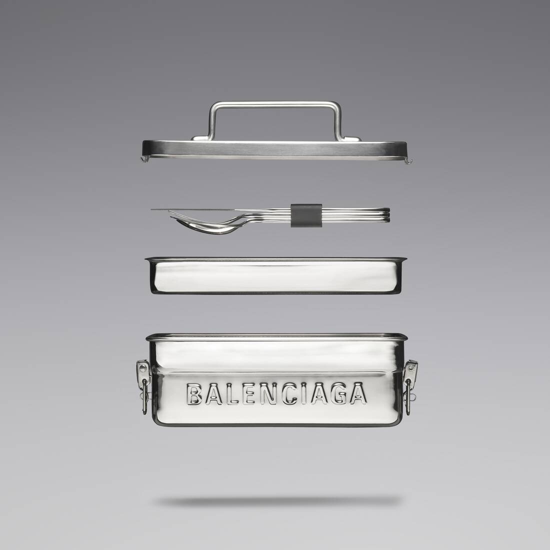 BALENCIAGA Lunch Box in Silver REVERSIBLE