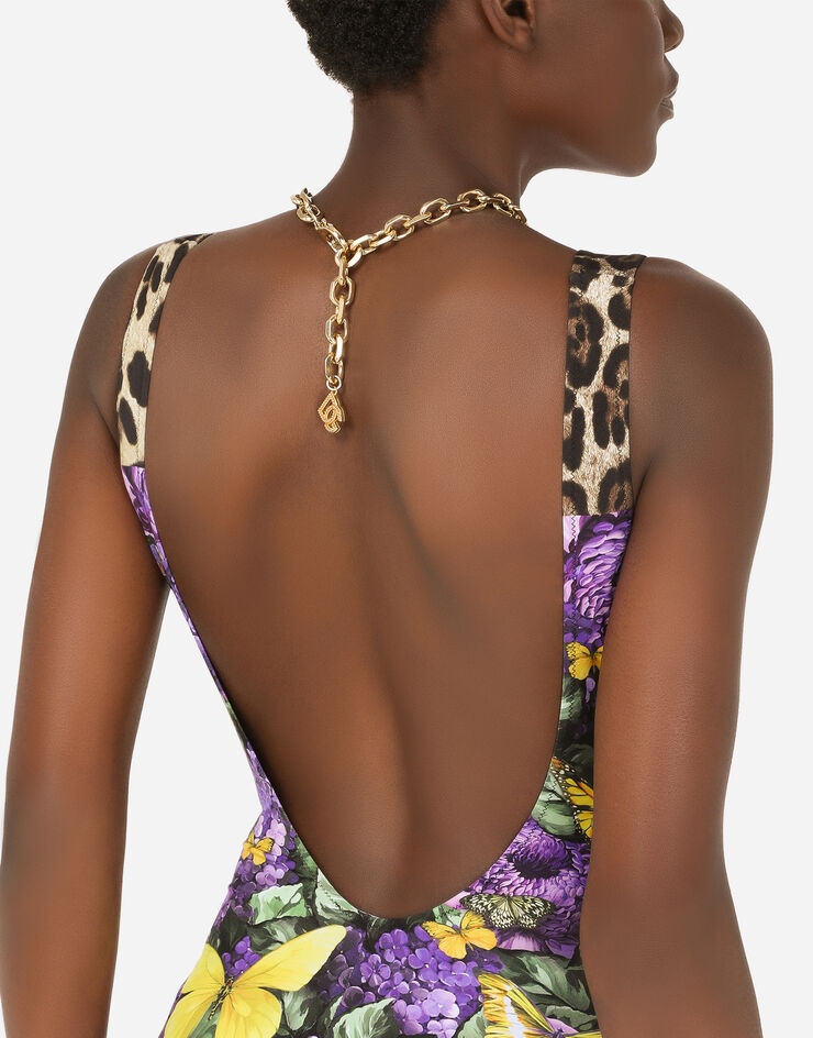 One-piece racing swimsuit with butterfly print - 7