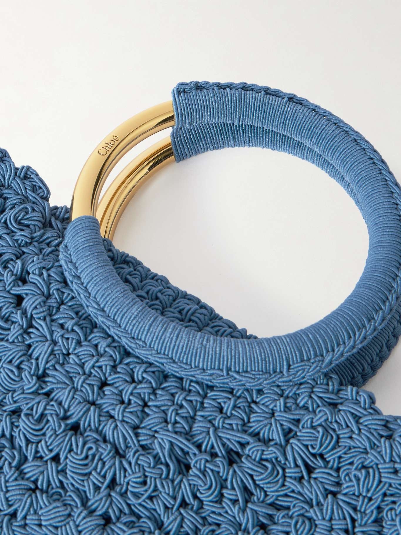Scalloped crocheted tote Blue - 4