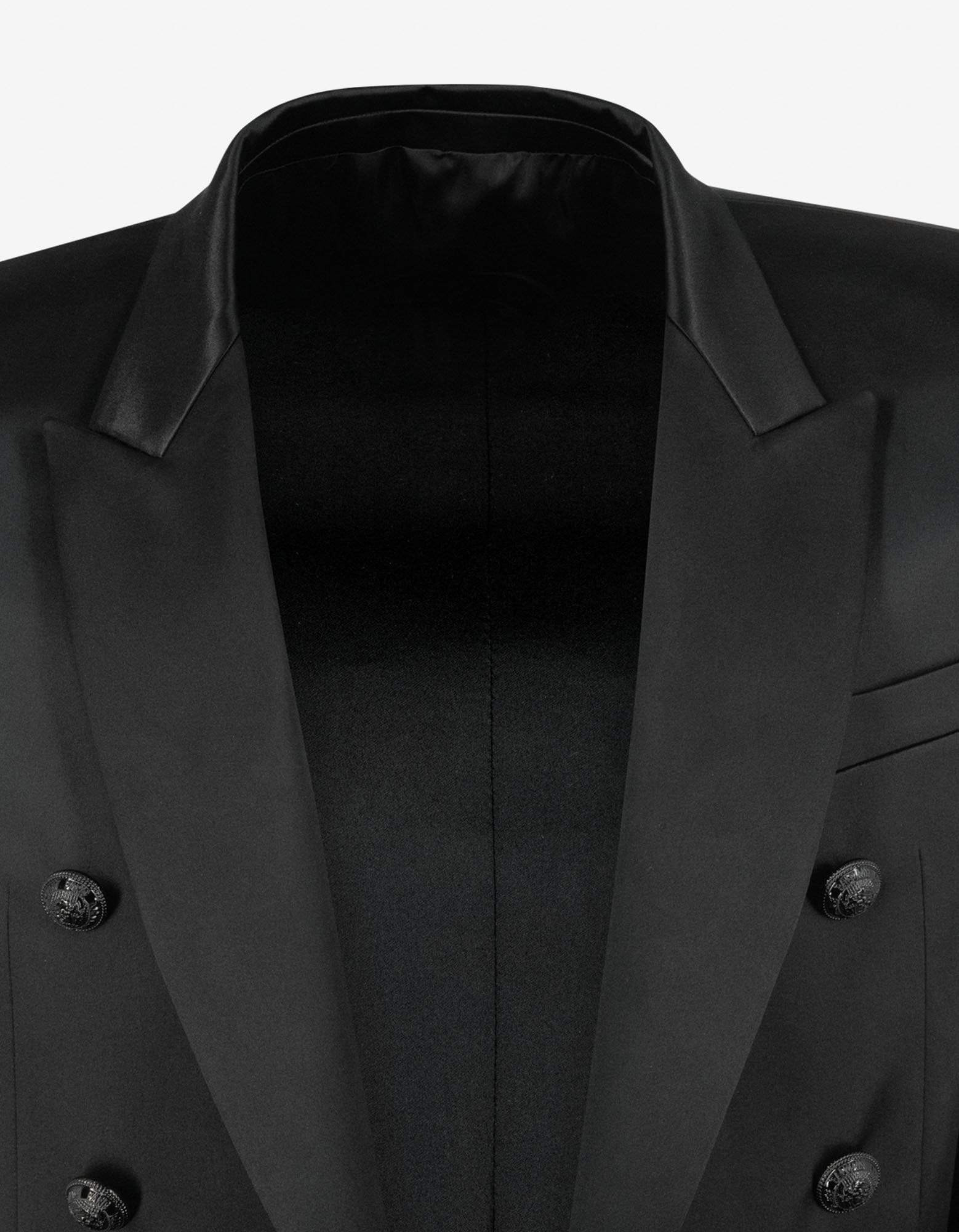 Balmain Black Double-Breasted Silk Blazer - 5