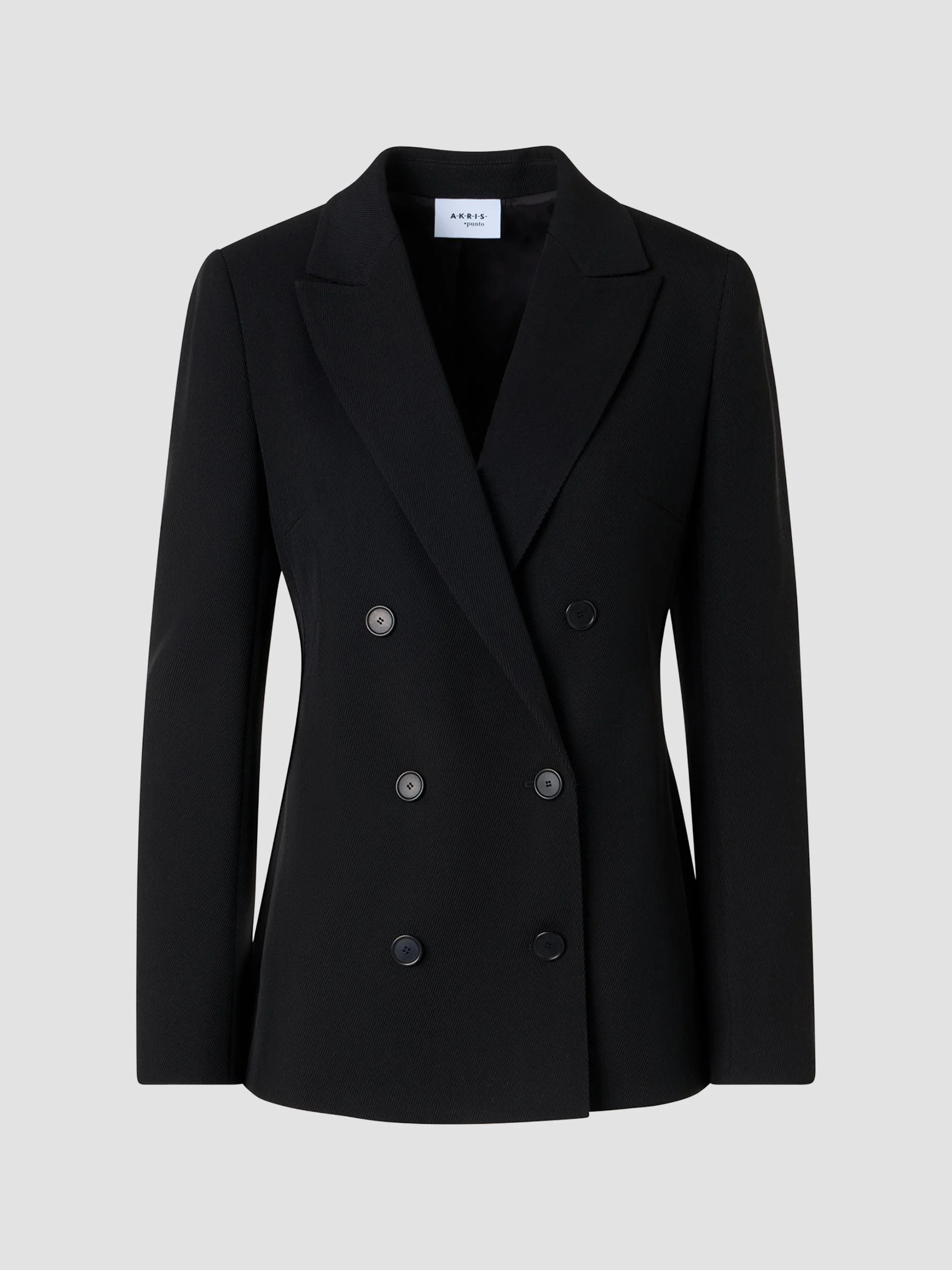 Women's Virgin Wool Double-Breasted Blazer - Black - 1