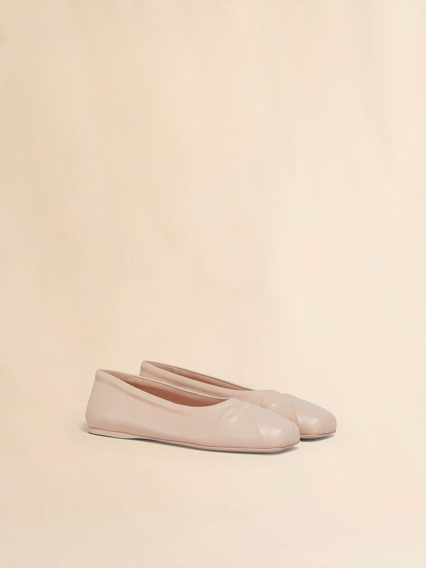 POWDER PINK NAPPA LEATHER SEAMLESS LITTLE BOW BALLET FLAT - 2