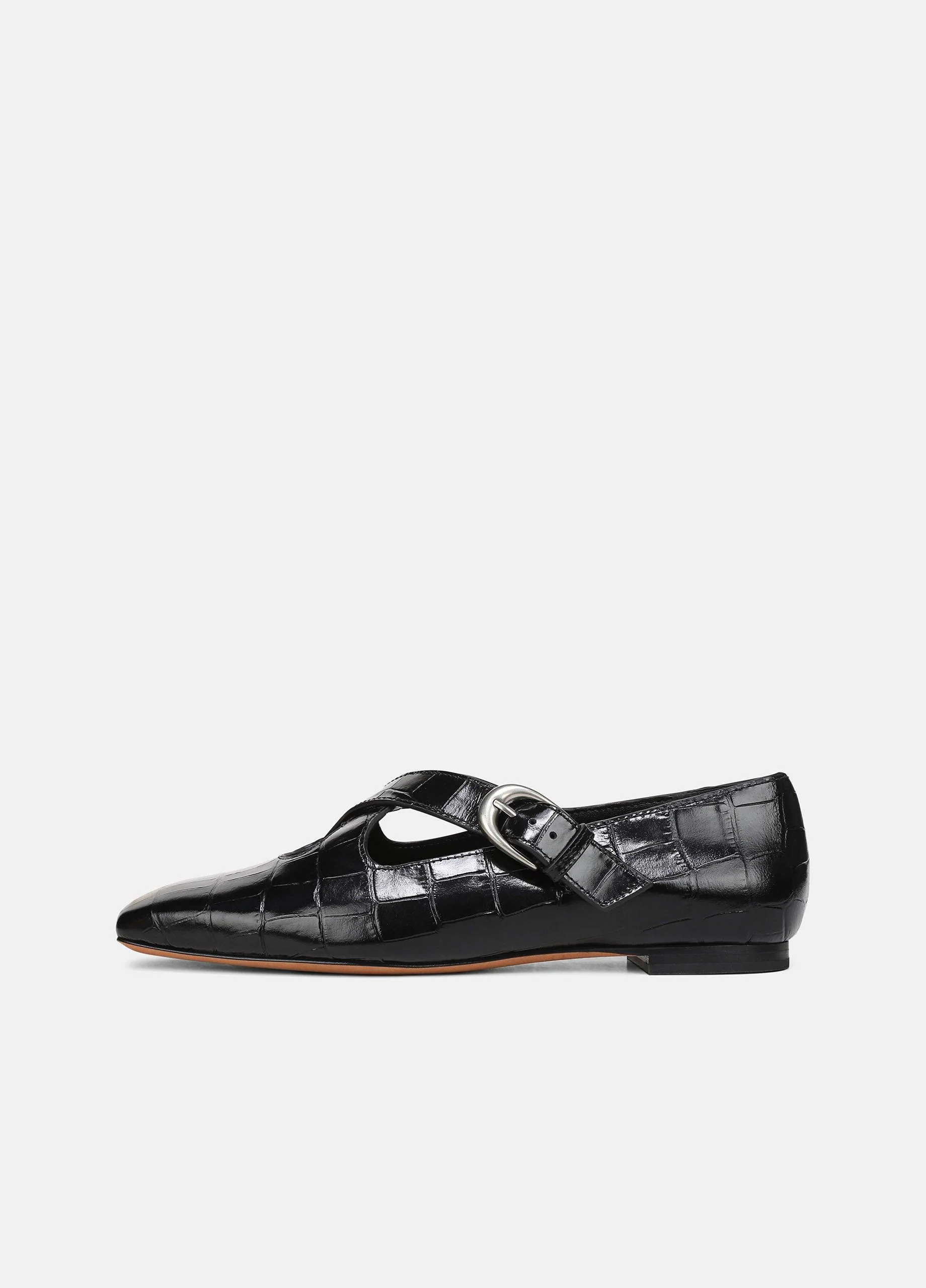 Cici Croc-Embossed Leather Flat - 1