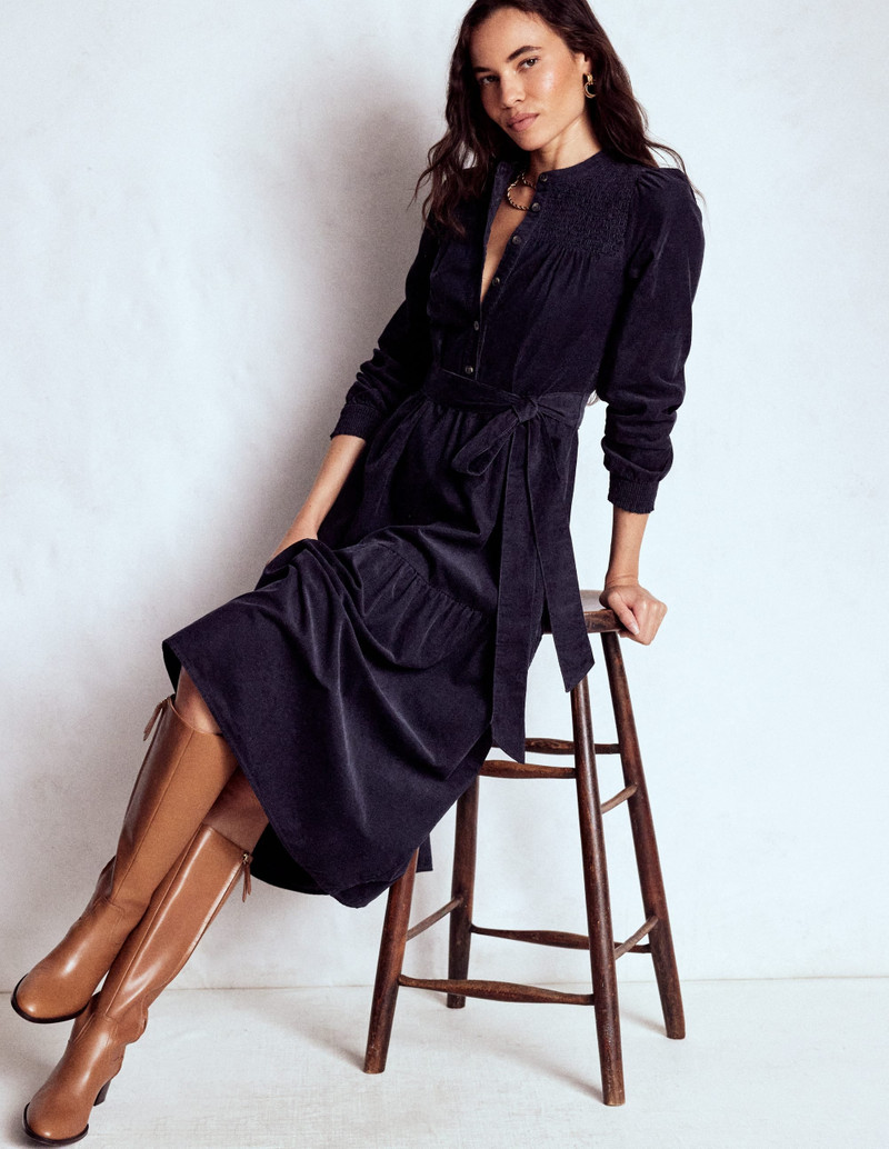 Cecily Cord Midi Dress-Navy 3