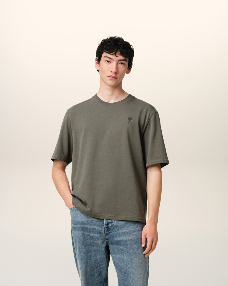 AMI Paris TAUPE COTTON TONAL AMI DE COEUR T-SHIRT outlook