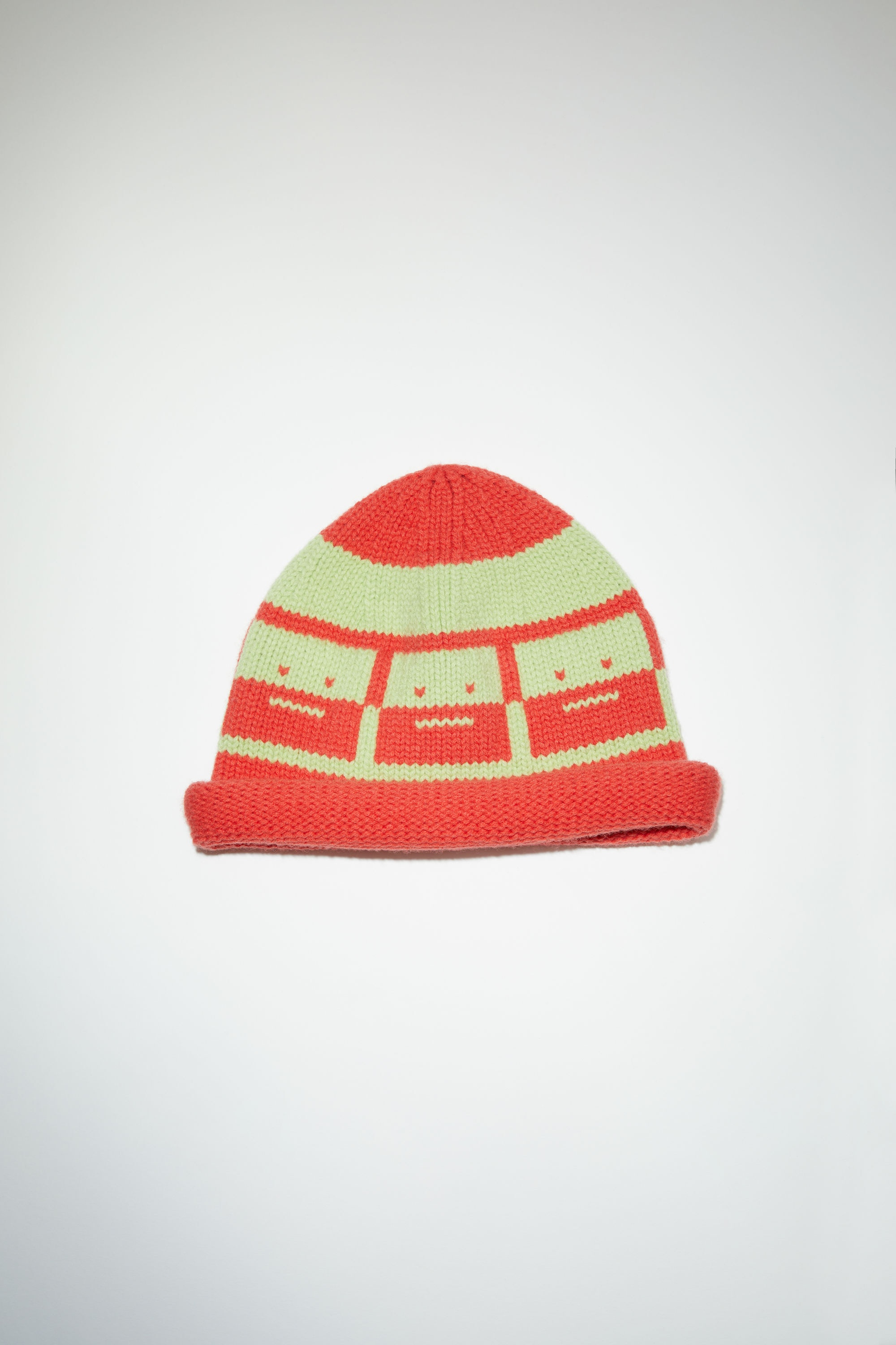 Knit beanie - Sharp red/pale green - 1