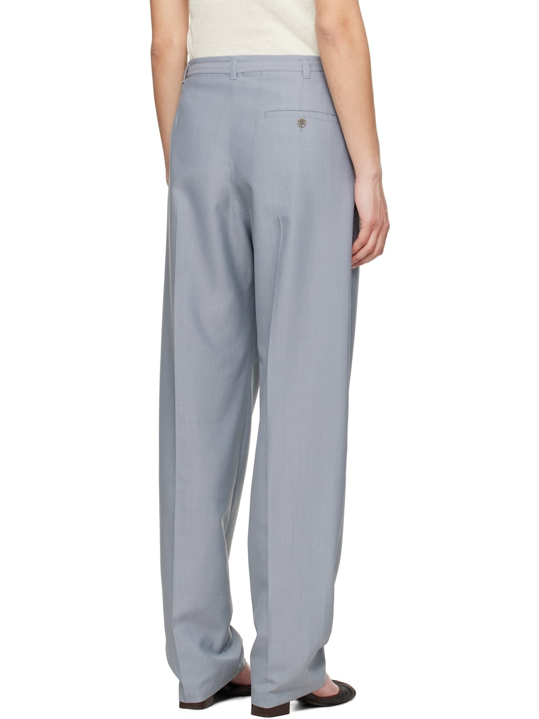 Blue Belted Tailored Trousers - 3