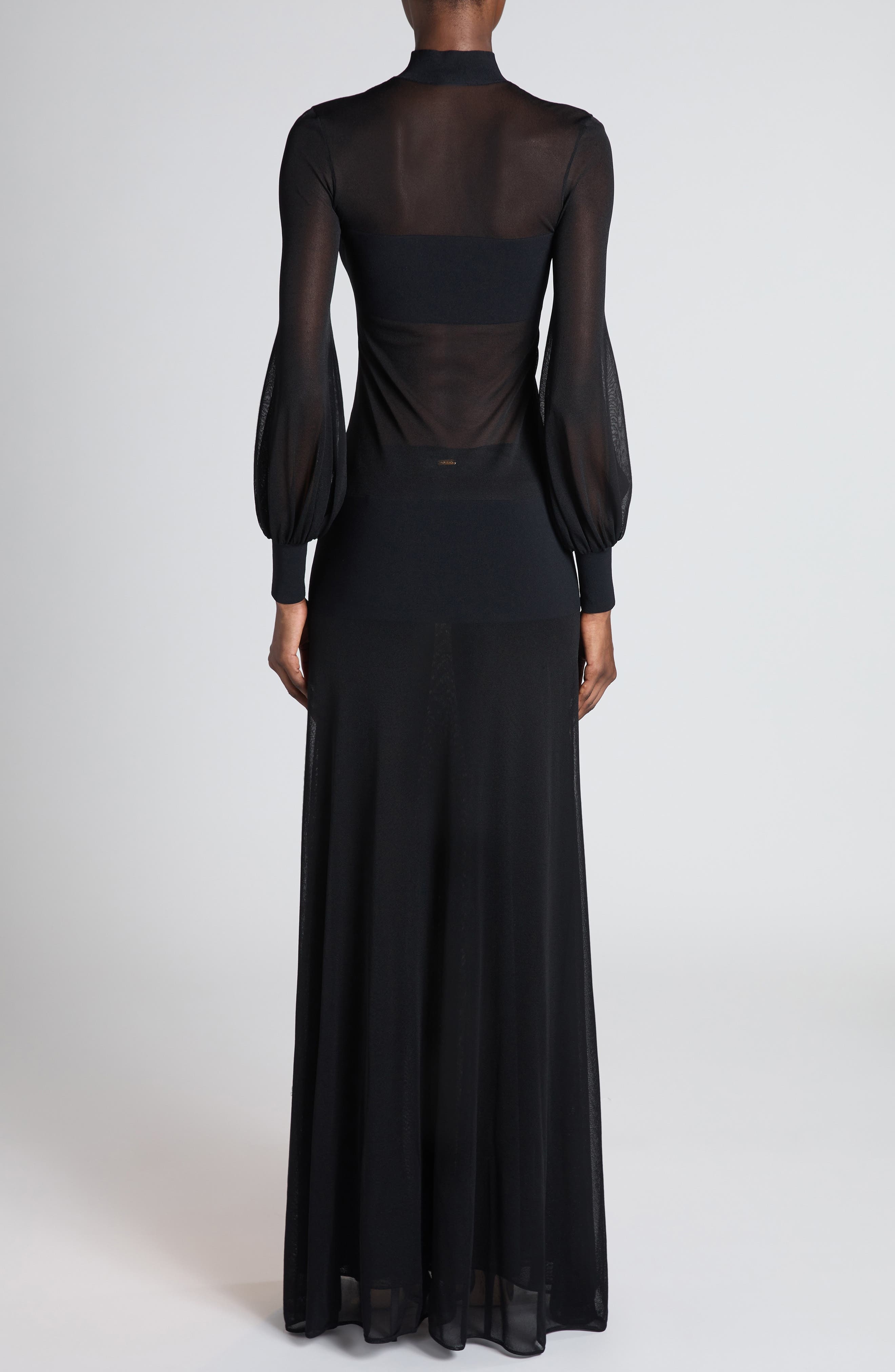TOM FORD Long Sleeve Knit Gown in Black at Nordstrom - 2