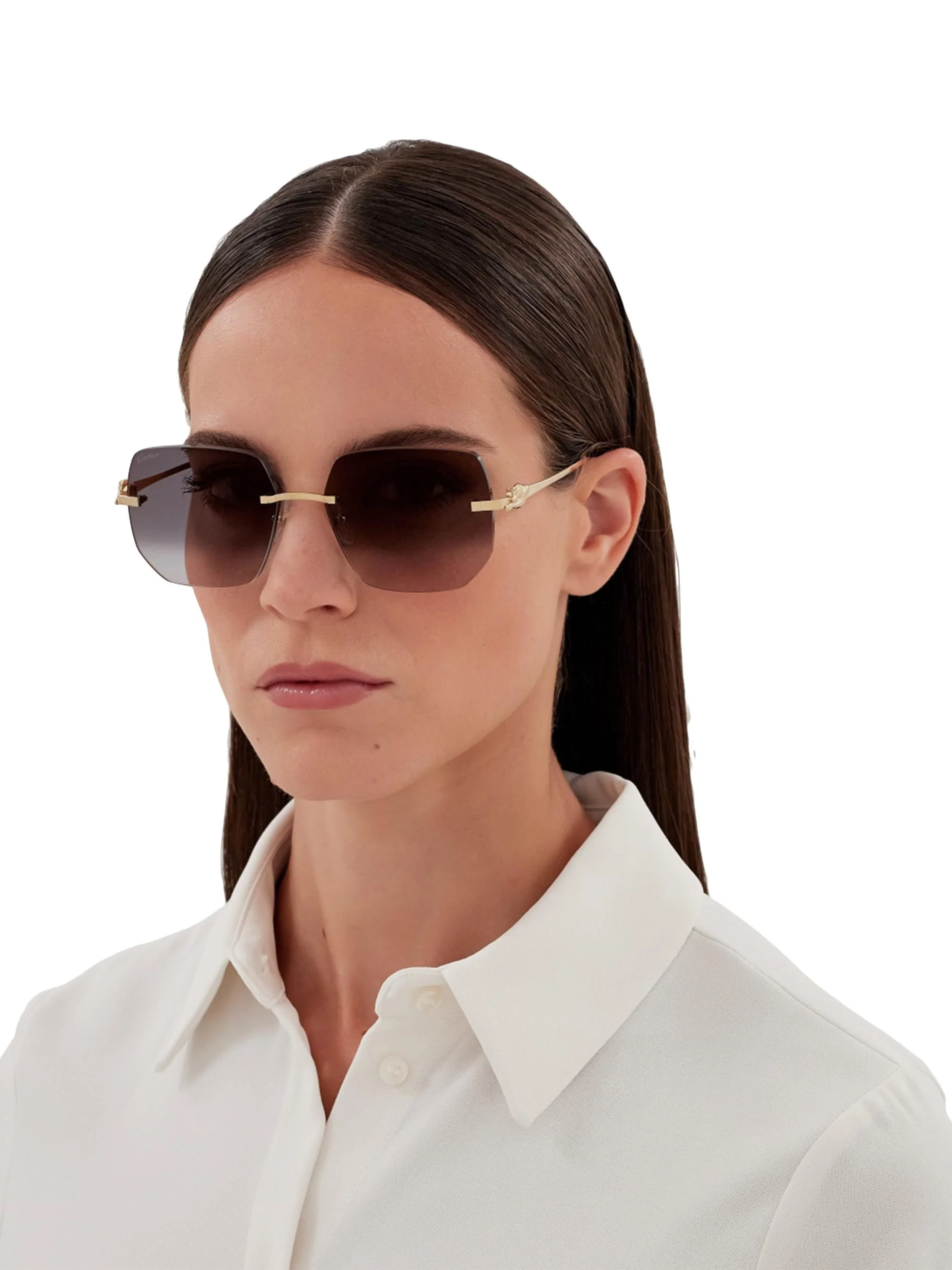 Women's Panthère Classic 57MM Square Sunglasses - Gold Dark Grey - 1
