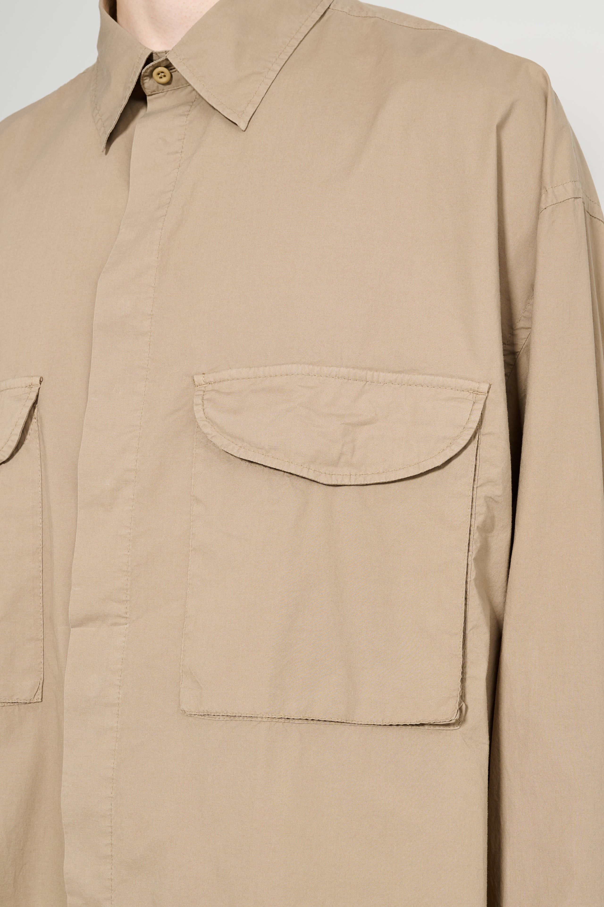 ACNE STUDIOS GARMENT DYED SHIRT TAUPE BROWN - 5