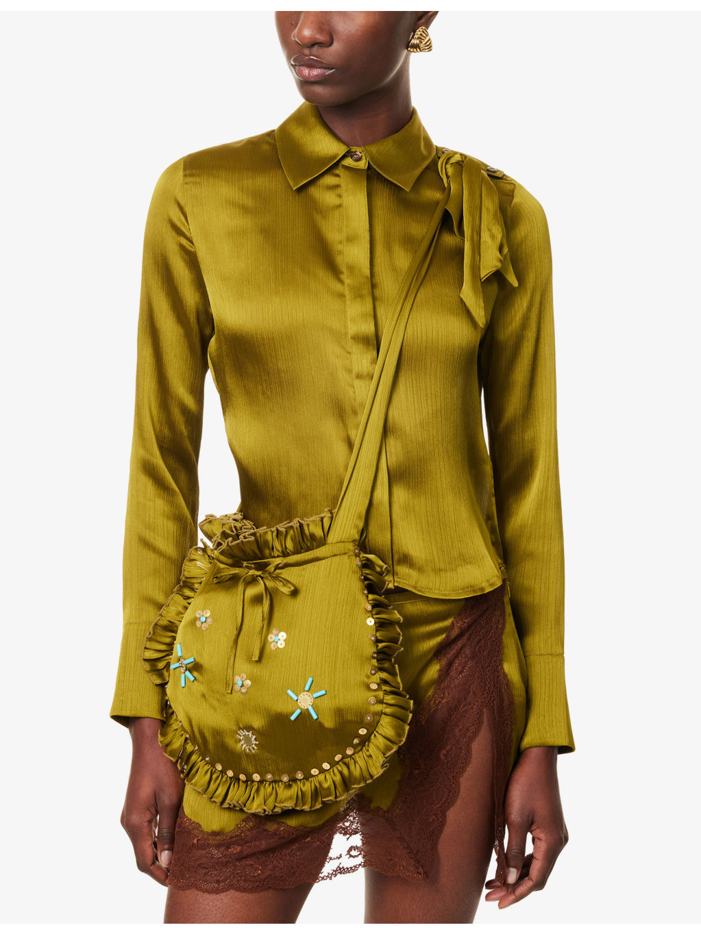 Sezanne Long-Sleeve Satin Shirt - 6