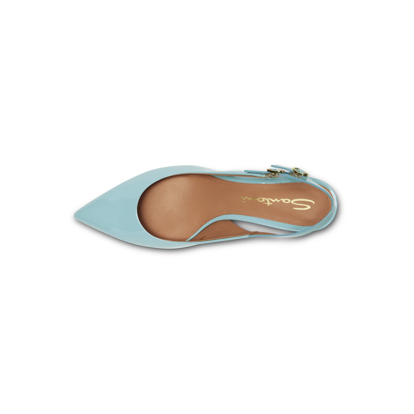 Women's light blue patent leather mid-heel slingback - 6