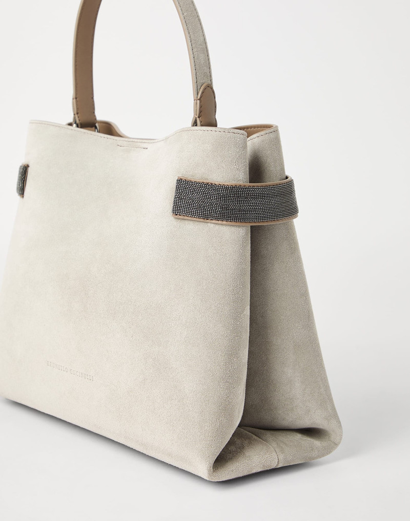 Essence top-handle bag in suede with precious bands 3
