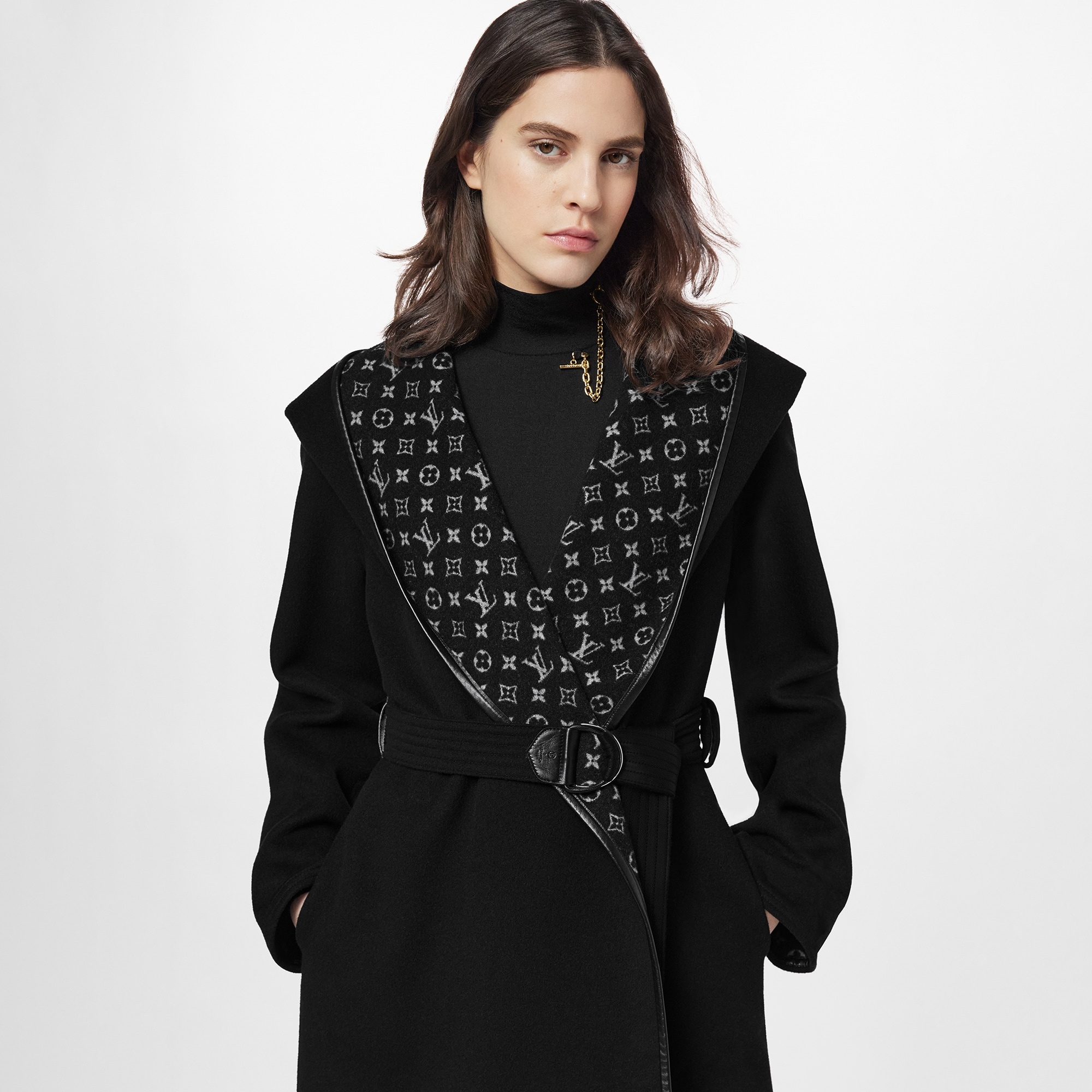 Louis Vuitton Reversible Signature Hooded Wrap Coat