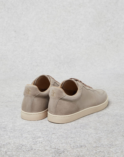 Brunello Cucinelli Washed suede sneakers with natural rubber sole outlook