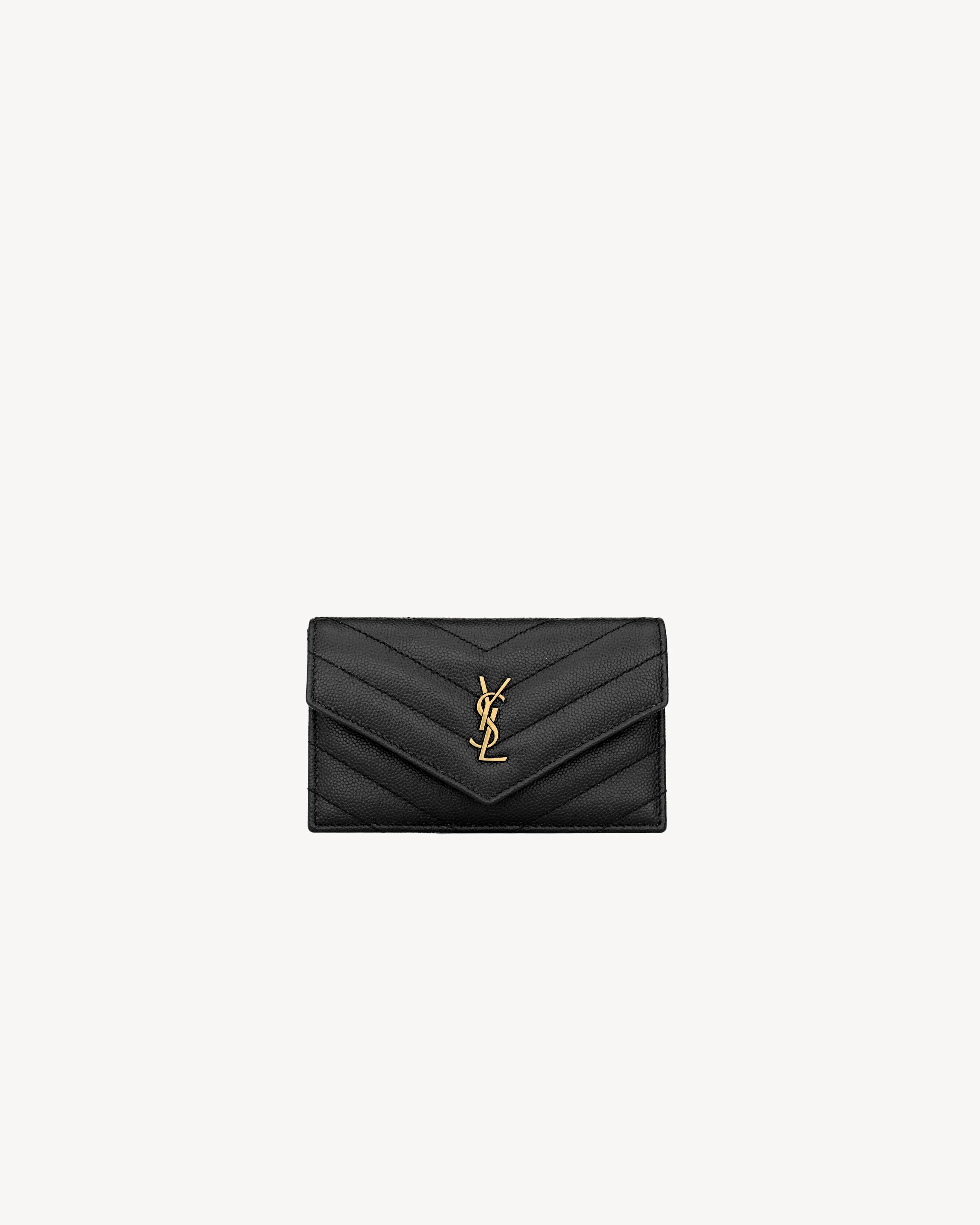 CASSANDRE MATELASSÉ FRAGMENTS FLAP CARD CASE IN GRAIN DE POUDRE LEATHER - 1