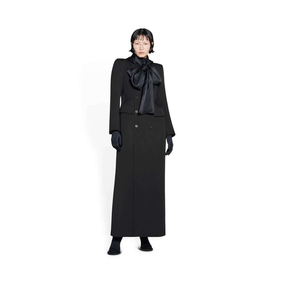 Women's Maxi Hourglass Coat in Black - 2