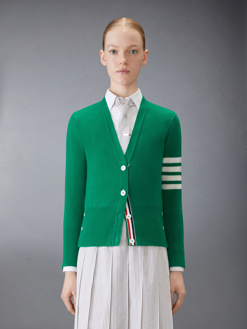 Thom Browne CLASSIC CASHMERE 4-BAR V-NECK CARDIGAN outlook