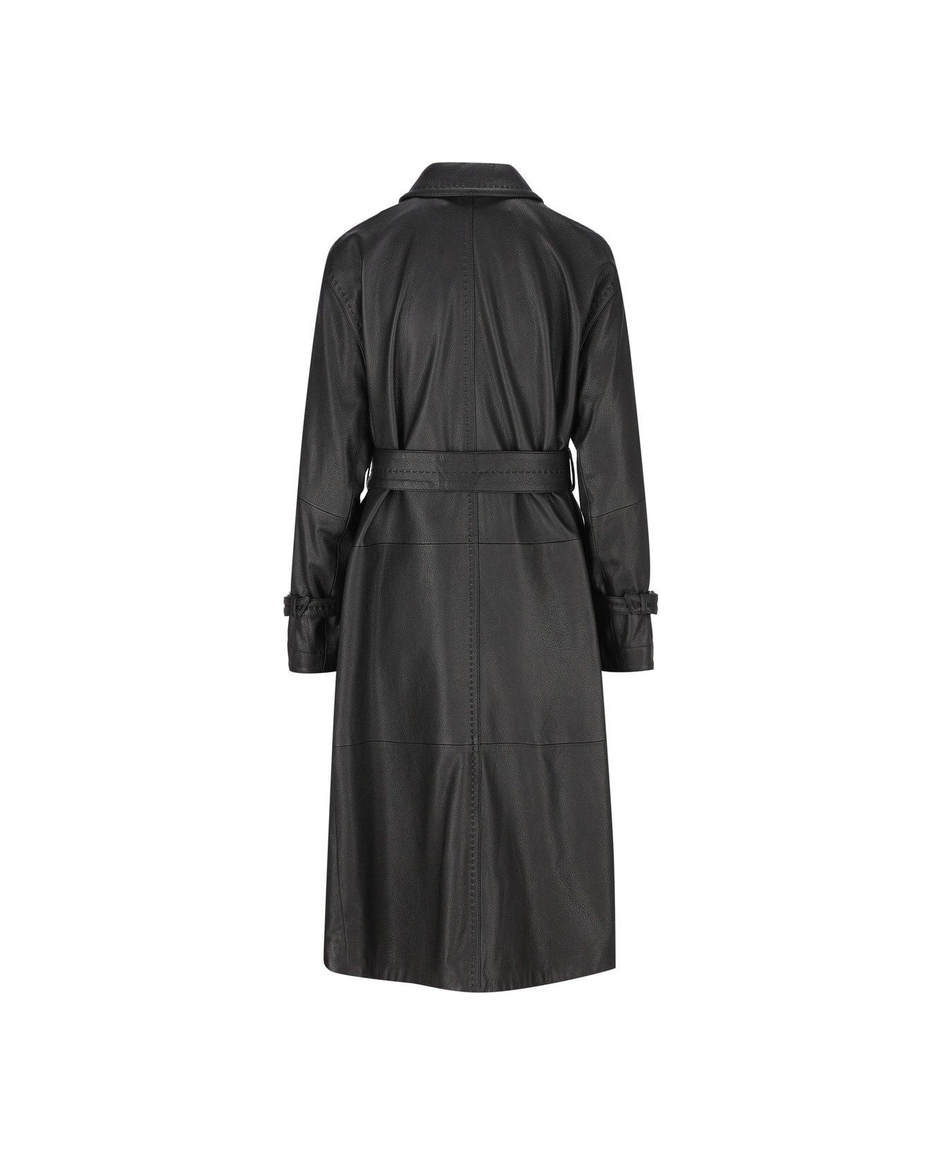 Bellico Belted Leather Trench Coat - 2