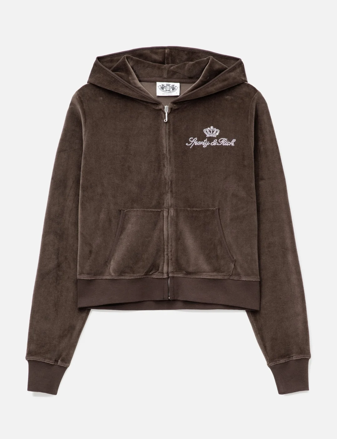 SPORTY & RICH X JUICY COUTURE SCRIPT VELOUR ZIP HOODIE - 1