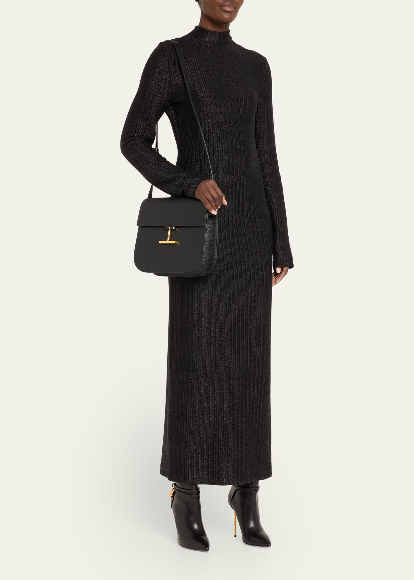 Tara Medium Crossbody in Grained Leather with Leather Strap - 5