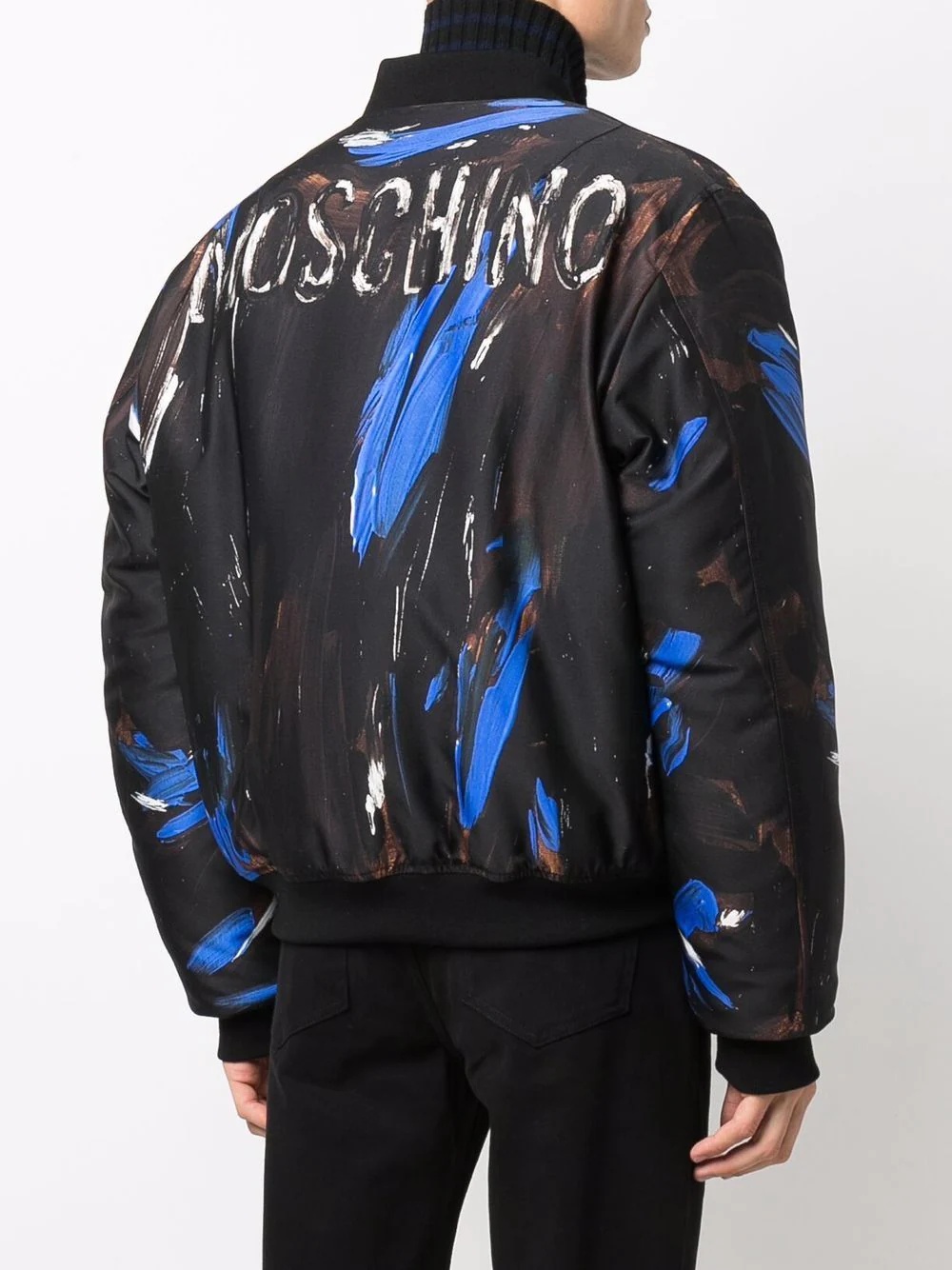 logo paint print bomber jacket - 4