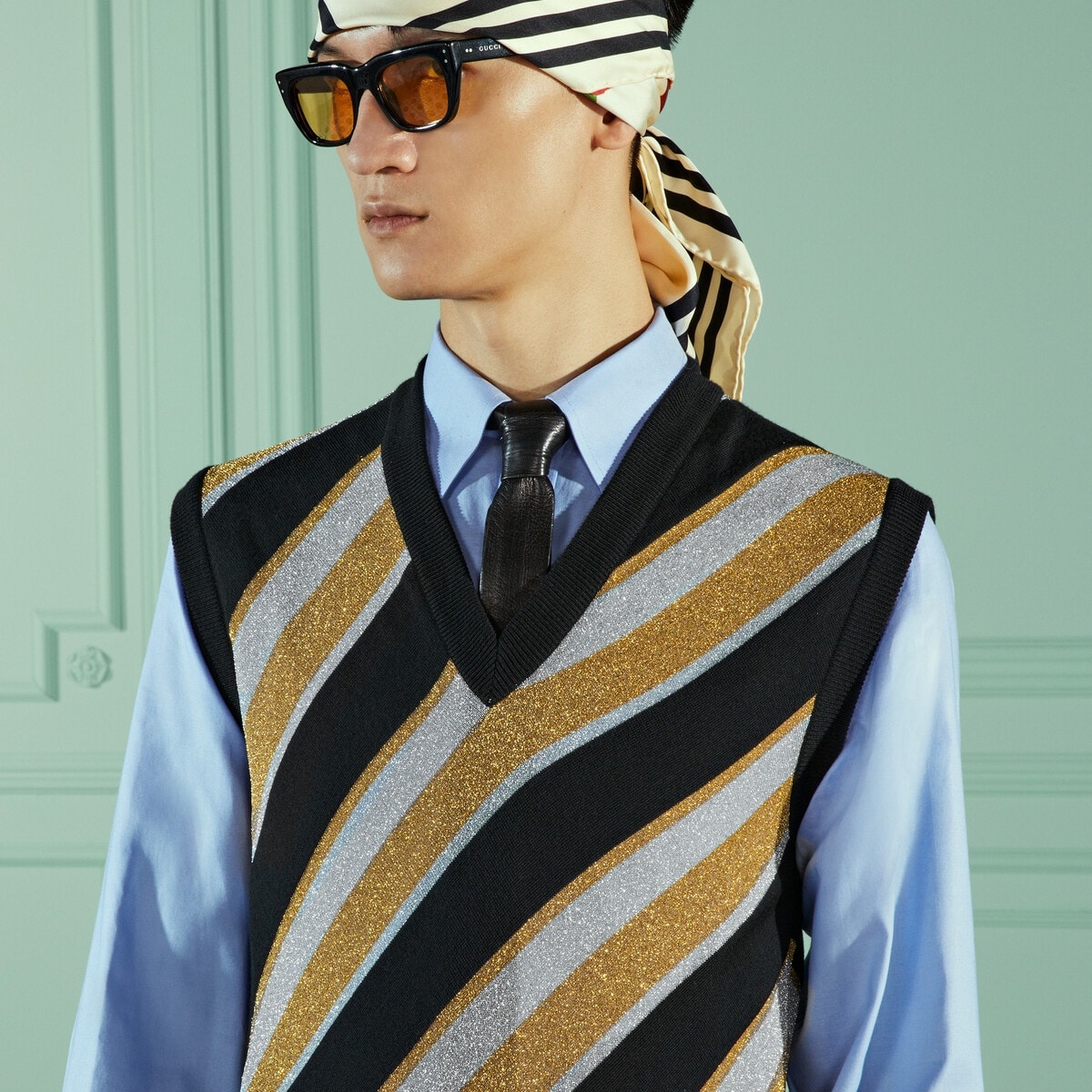 Striped intarsia knit vest - 4