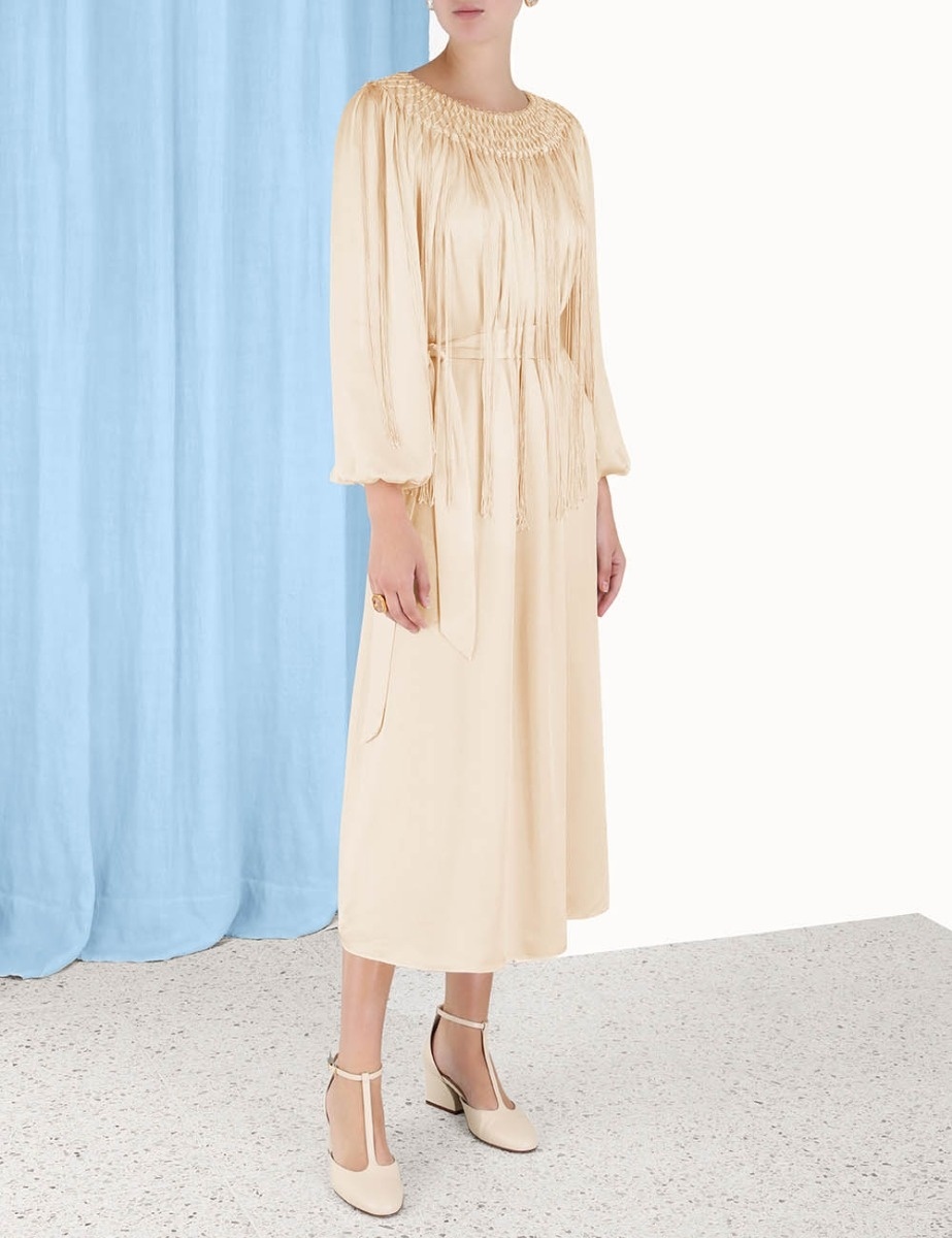 Zimmermann LYRICAL FRINGE MIDI DRESS - 7815DF232TEA | REVERSIBLE