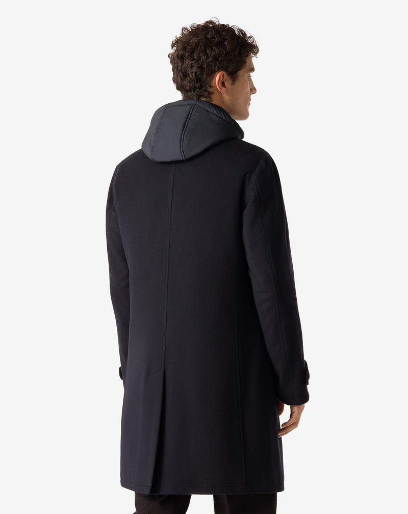 Blue pure virgin wool coat with detachable vest 3