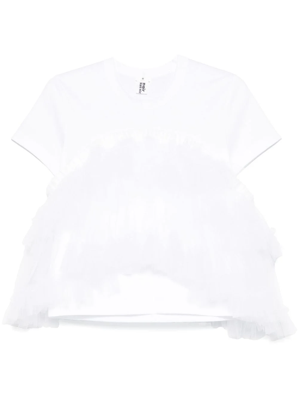 noir kei ninomiya フリル付きTシャツ M ホワイト ○ノワールケイニノミヤ○ギャザー フリル Tシャツ - メルカリ