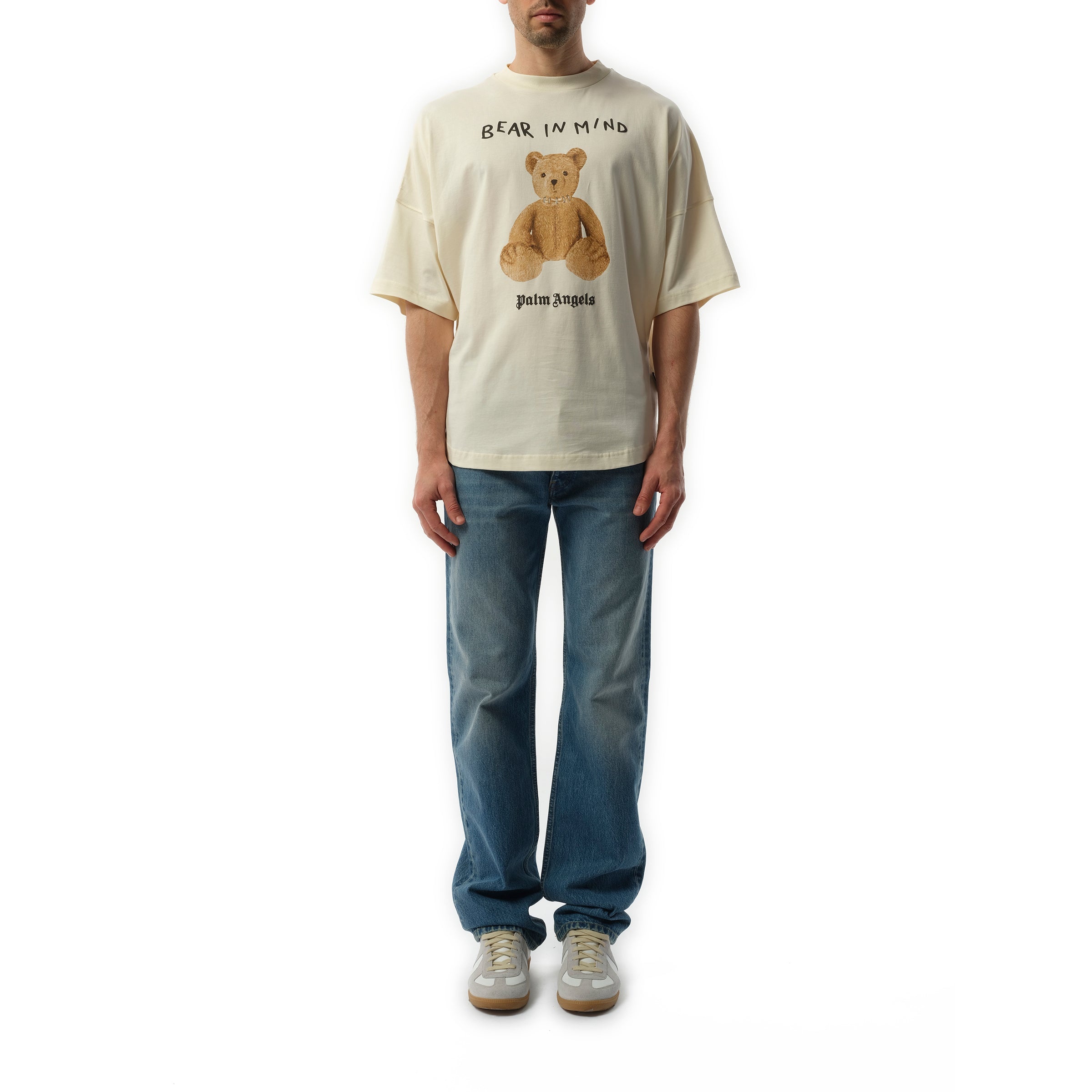 Bear in Mind Oversize T-Shirt in Off White/Brown - 4