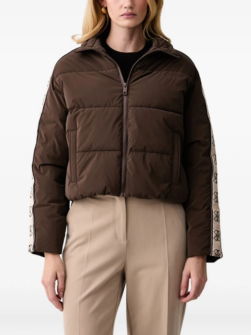 logo-tape puffer jacket - 1